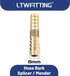 LTWFITTING Brass Barb Splicer Mender 8mm ID Hose Fitting Air Water Fuel Hose Joiner (Pack of 5)