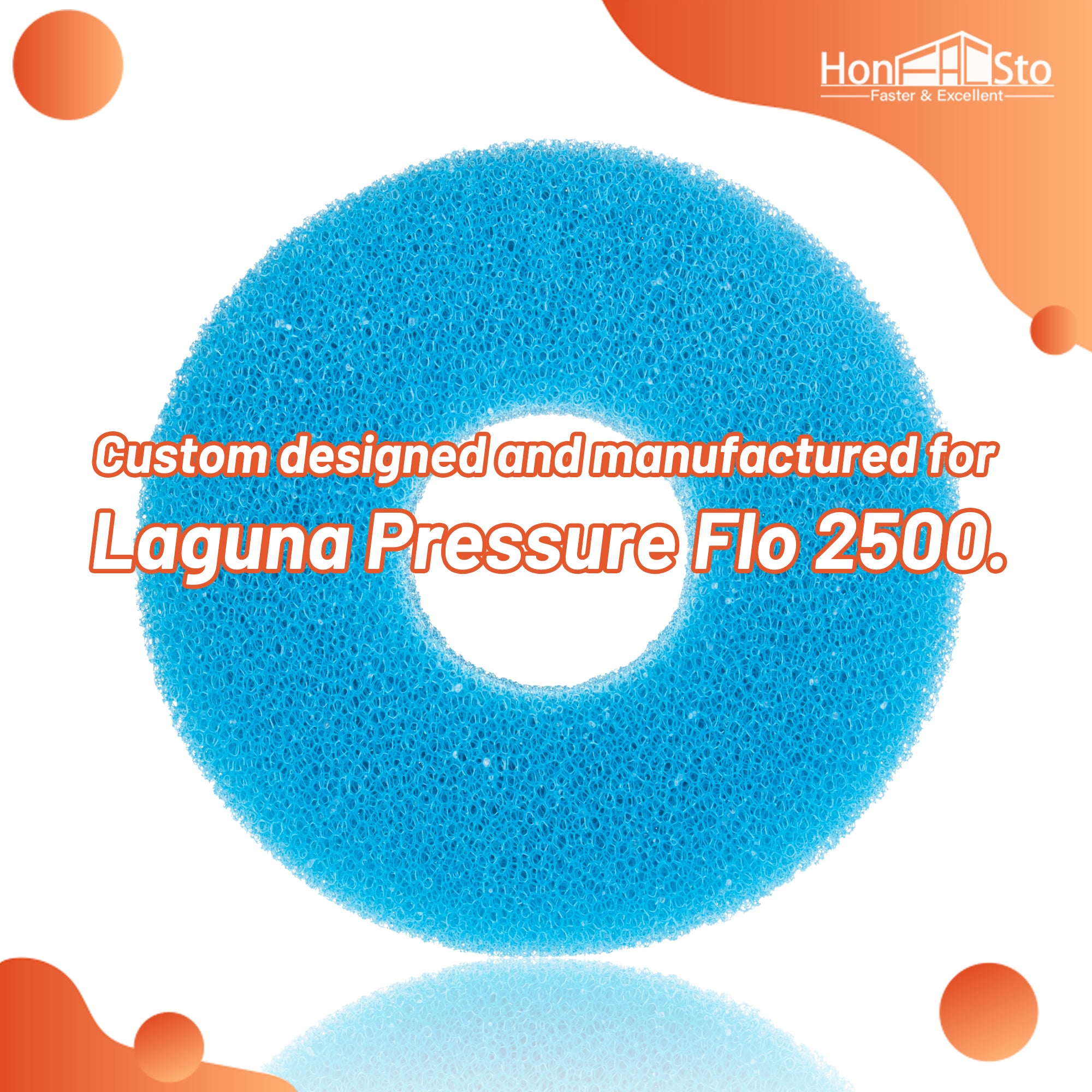 LTWHOME Blue Foam Sponge Filter Set Pond Filtration 25PPI Compatible with Laguna Pressure Flo 2500 Filter (Pack of 3)