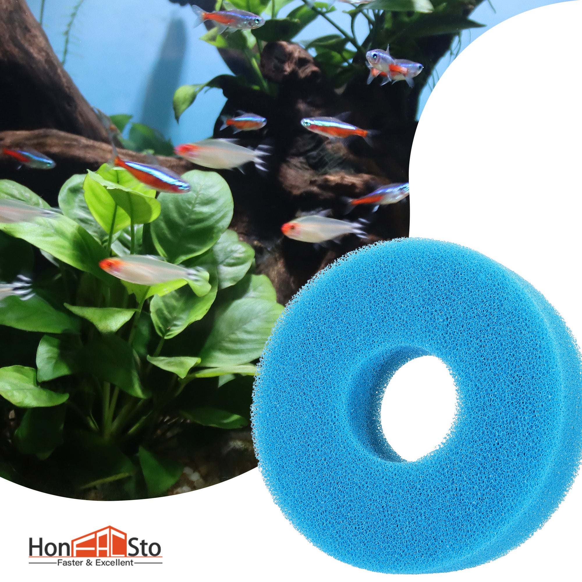 LTWHOME Blue Foam Sponge Filter Set Pond Filtration 25PPI Compatible with Laguna Pressure Flo 5000/1400 Filter(Pack of 4)