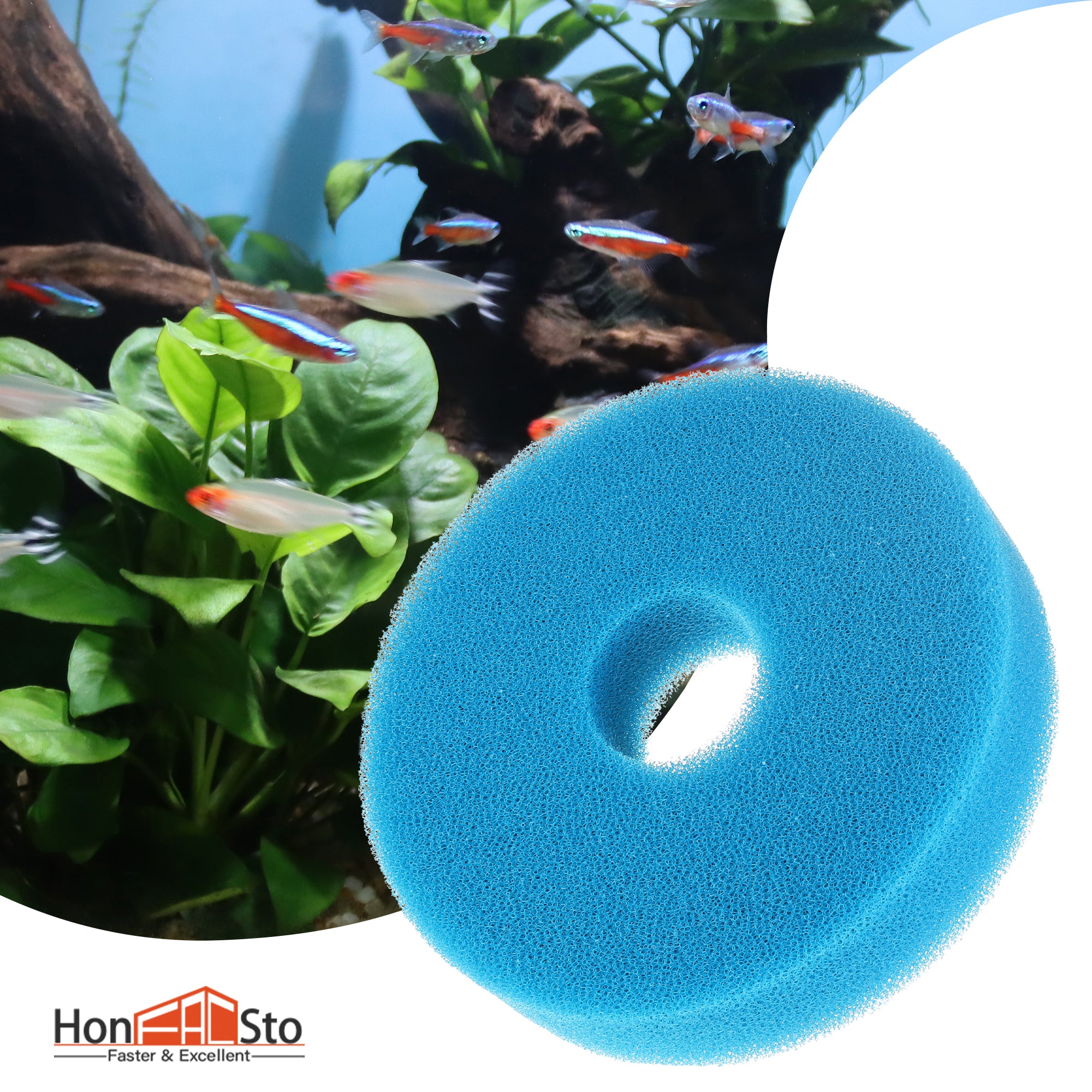 LTWHOME Blue Foam Sponge Filter Set Pond Filtration 25PPI Compatible with Laguna Pressure Flo 8000 Filter(Pack of 4)