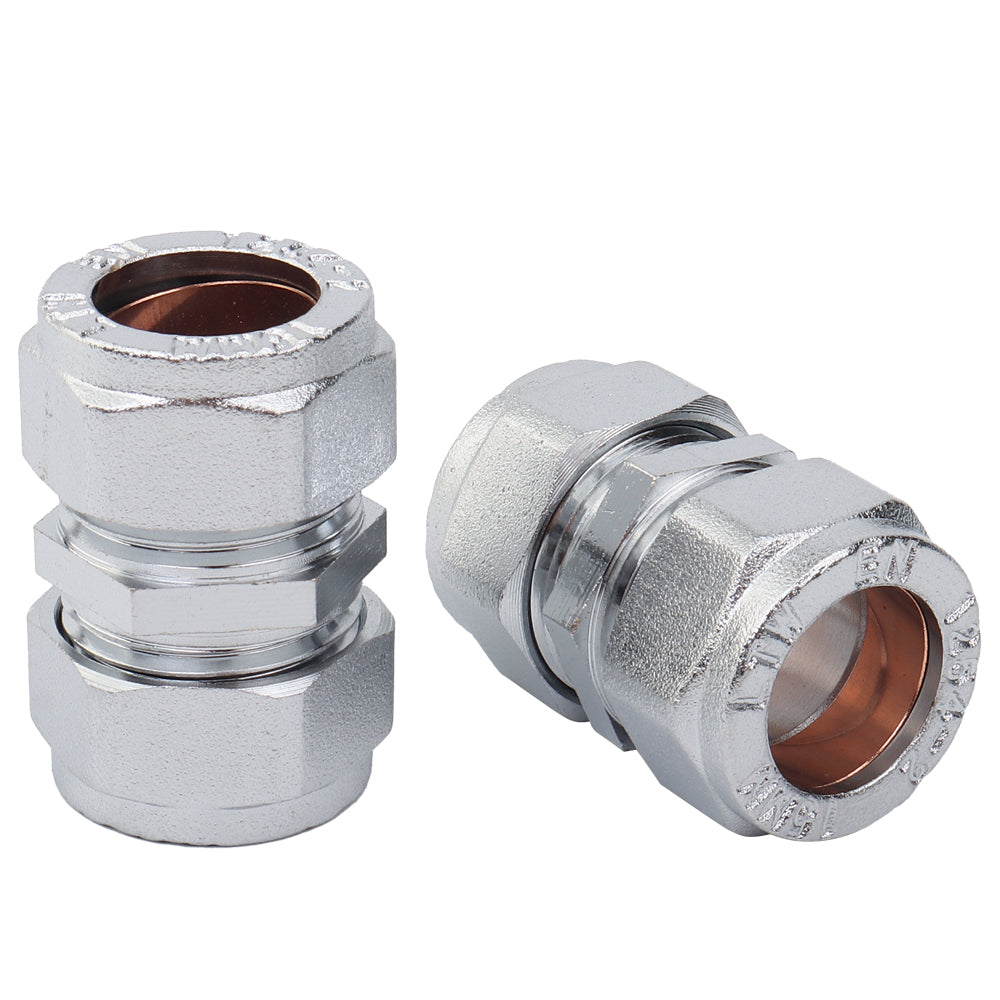 LTWFITTING Chrome Plated 15mm OD Compression Union, Brass Compression Fitting(Pack of 2)