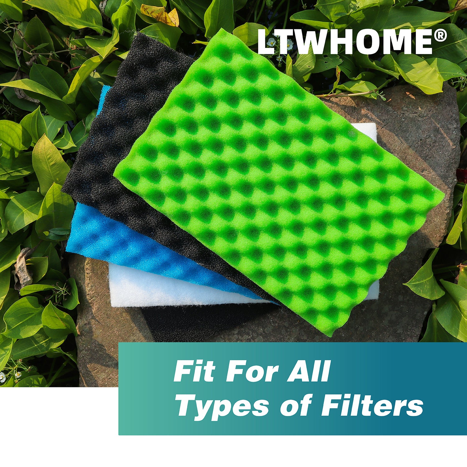 LTWHOME Value Pack of Large DIY Poly Coarse Fine Foam Filter Pads Set for Aquarium Pond(Pack of 7)