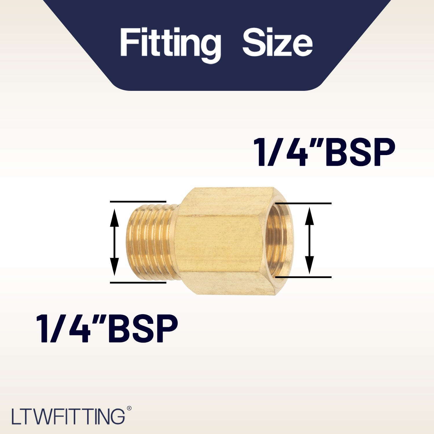 LTWFITTING Brass Pipe 1/4-Inch Female x 1/4-Inch Male BSP Adapter Fuel Gas Air (Pack of 5)