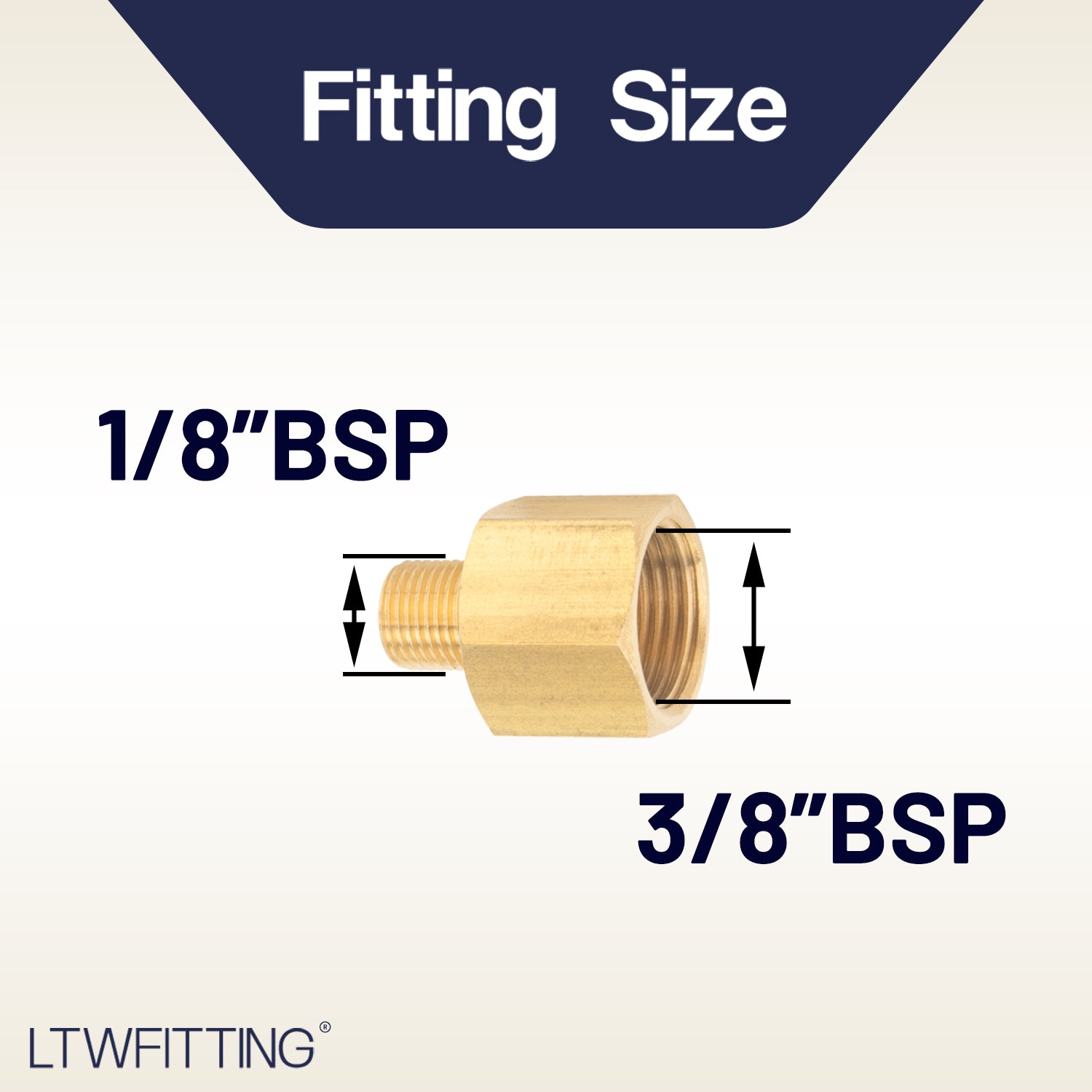 LTWFITTING Brass Pipe 3/8 Female x 1/8 Male BSP Adapter Fuel Gas Air (Pack of 600)