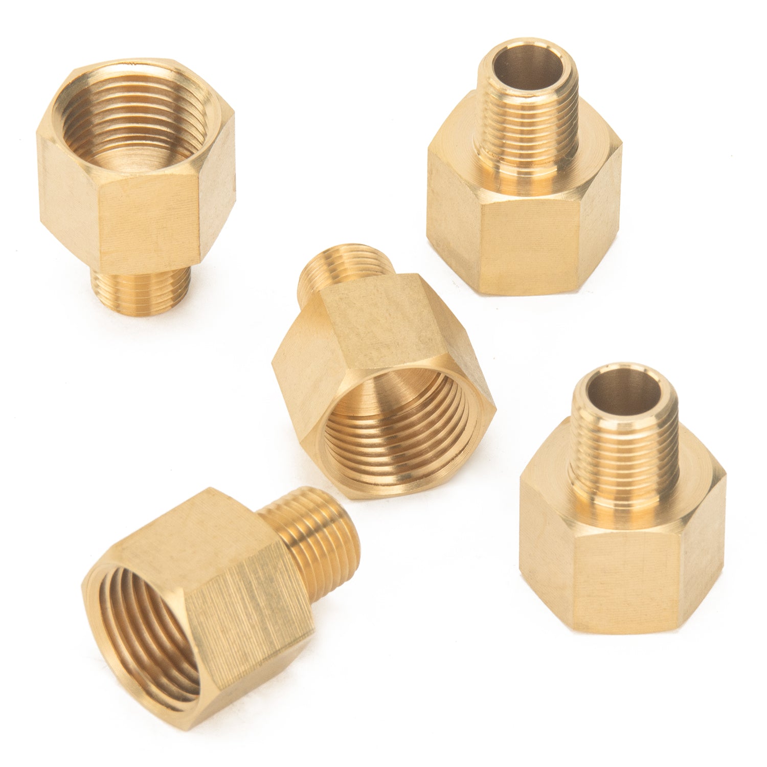 LTWFITTING Brass Pipe 1/2 Female x 1/4 Male BSP Adapter Fuel Gas Air (Pack of 5)