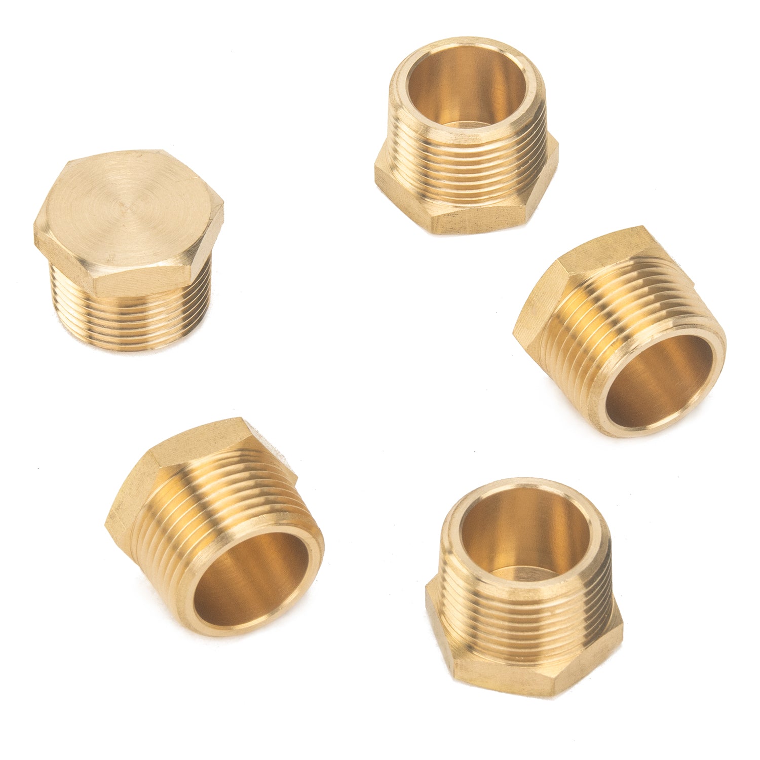 LTWFITTING Brass BSP Pipe Hex Head Plug Fittings 3/4-Inch Male BSPP Air Fuel Water Boat (Pack of 5)