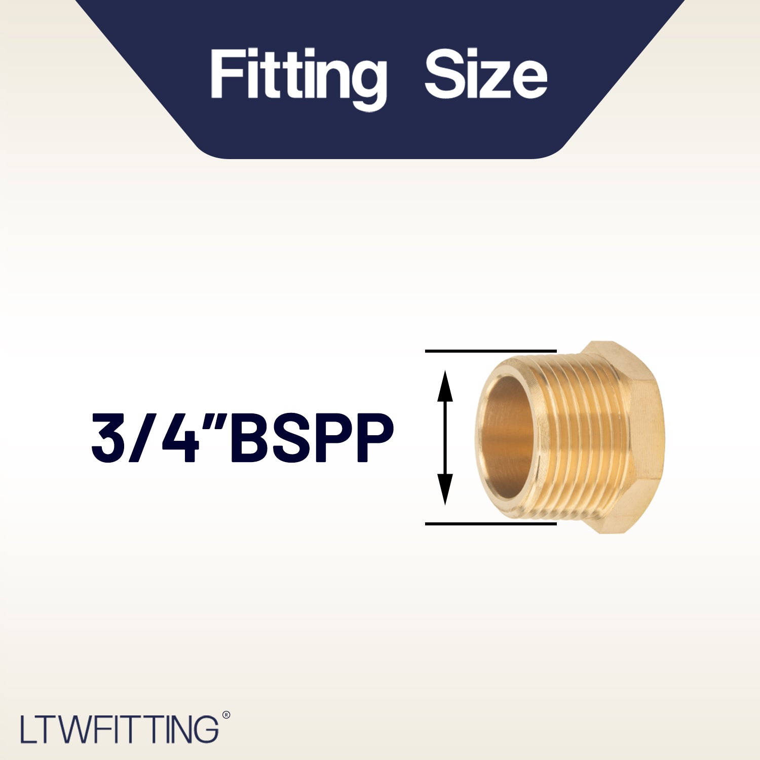 LTWFITTING Brass BSP Pipe Hex Head Plug Fittings 3/4-Inch Male BSPP Air Fuel Water Boat (Pack of 5)