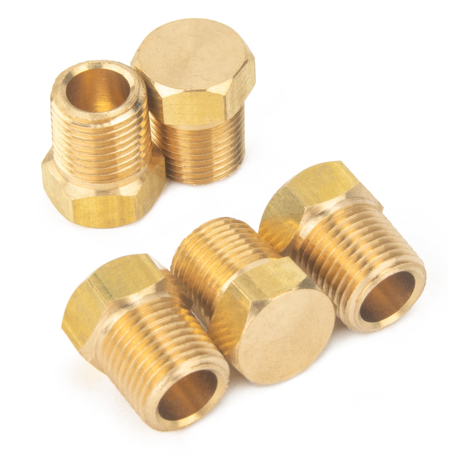 LTWFITTING Brass BSP Pipe Hex Head Plug Fittings 1/8-Inch Male BSPP Air Fuel Water Boat (Pack of 5)