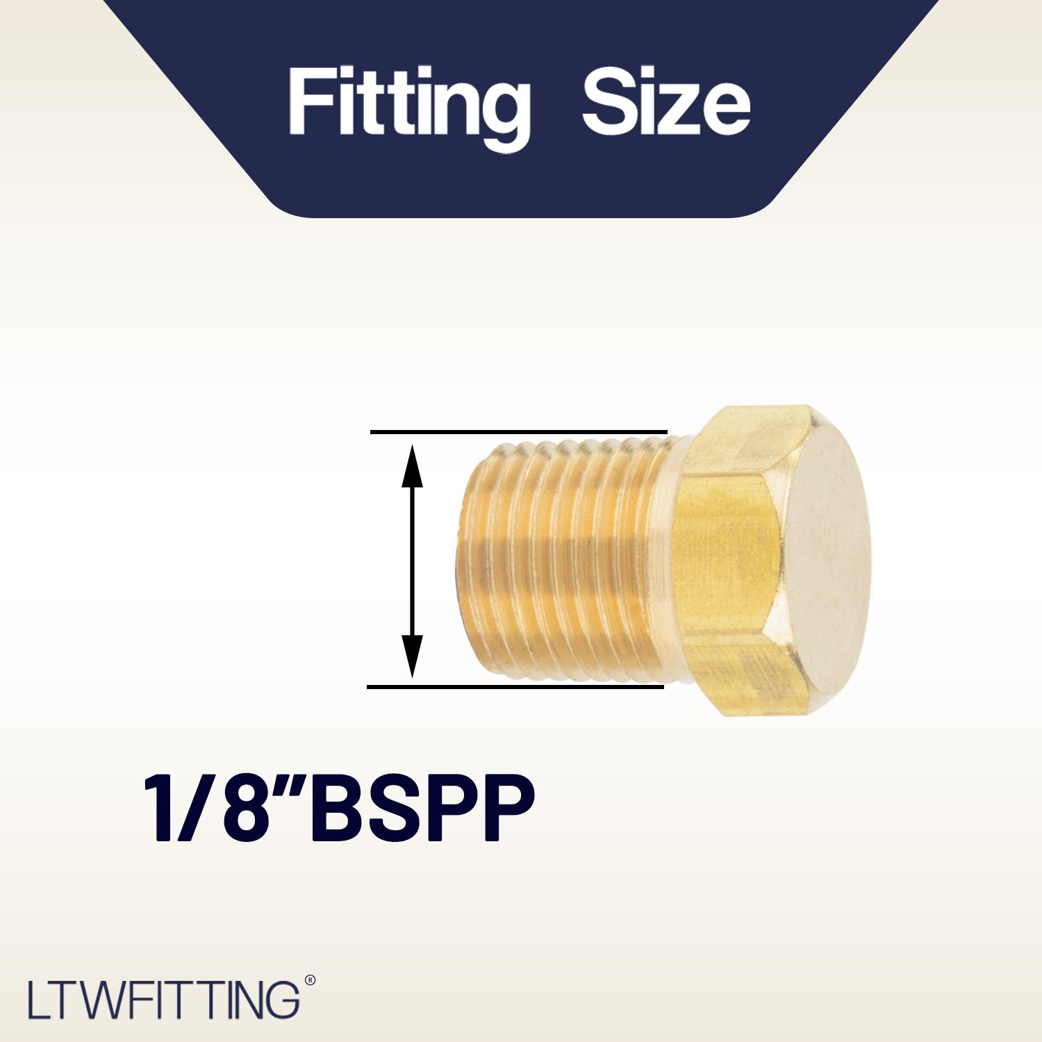 LTWFITTING Brass BSP Pipe Hex Head Plug Fittings 1/8-Inch Male BSPP Air Fuel Water Boat (Pack of 5)