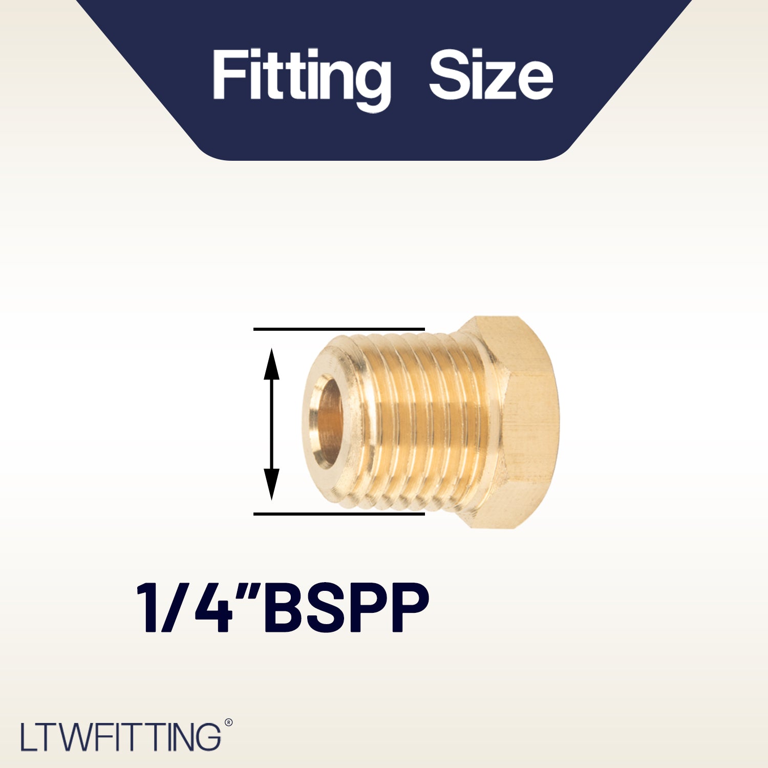 LTWFITTING Brass BSP Pipe Hex Head Plug Fittings 1/4-Inch Male BSPP Air Fuel Water Boat (Pack of 5)