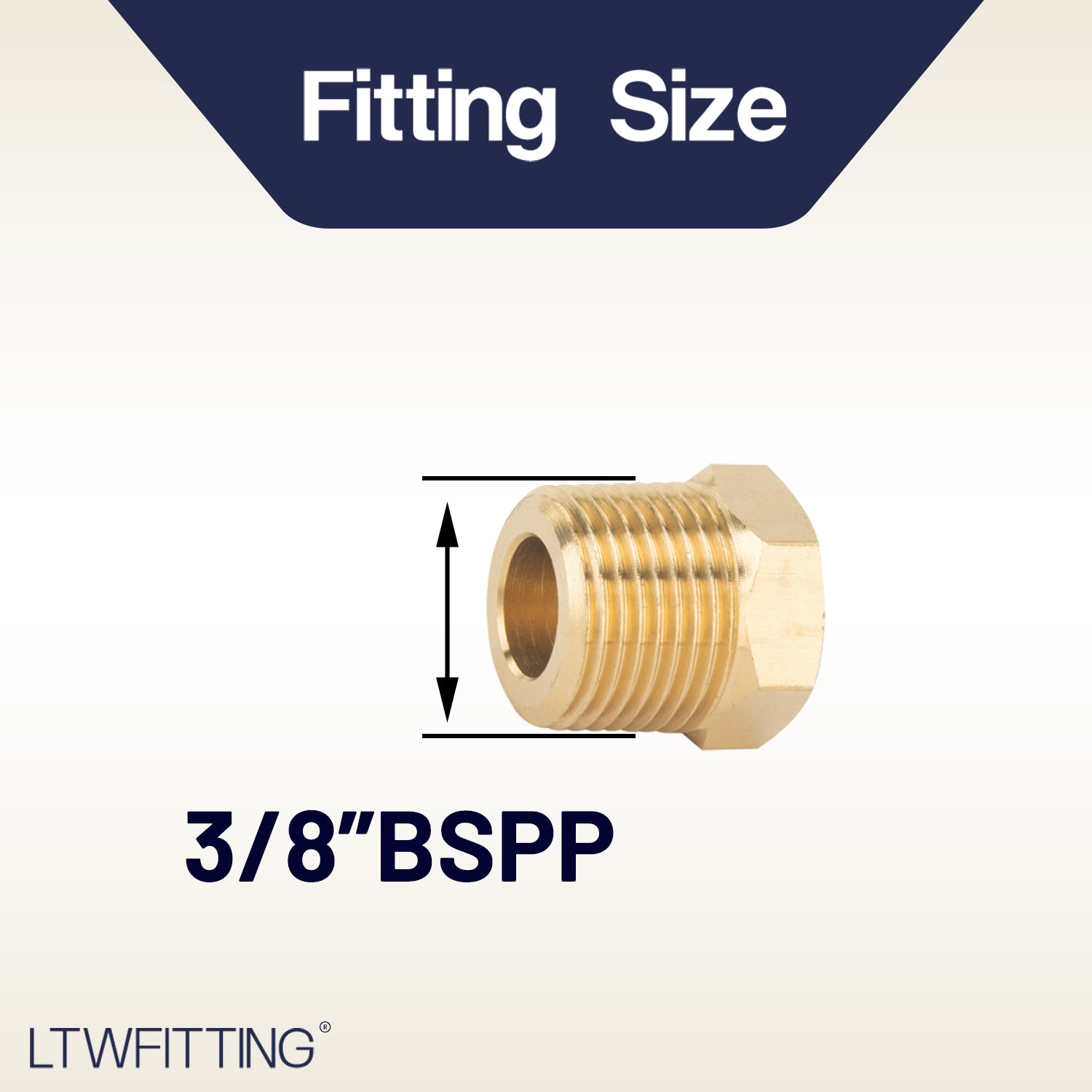 LTWFITTING Brass BSP Pipe Hex Head Plug Fittings 3/8-Inch Male BSPP Air Fuel Water Boat (Pack of 25)