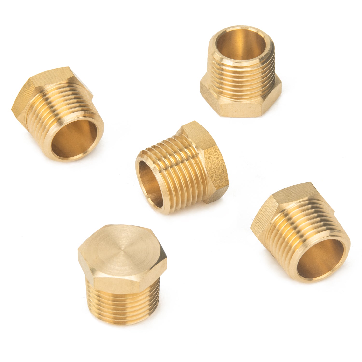 LTWFITTING Brass BSP Pipe Hex Head Plug Fittings 1/2-Inch Male BSPP Air Fuel Water Boat (Pack of 5)