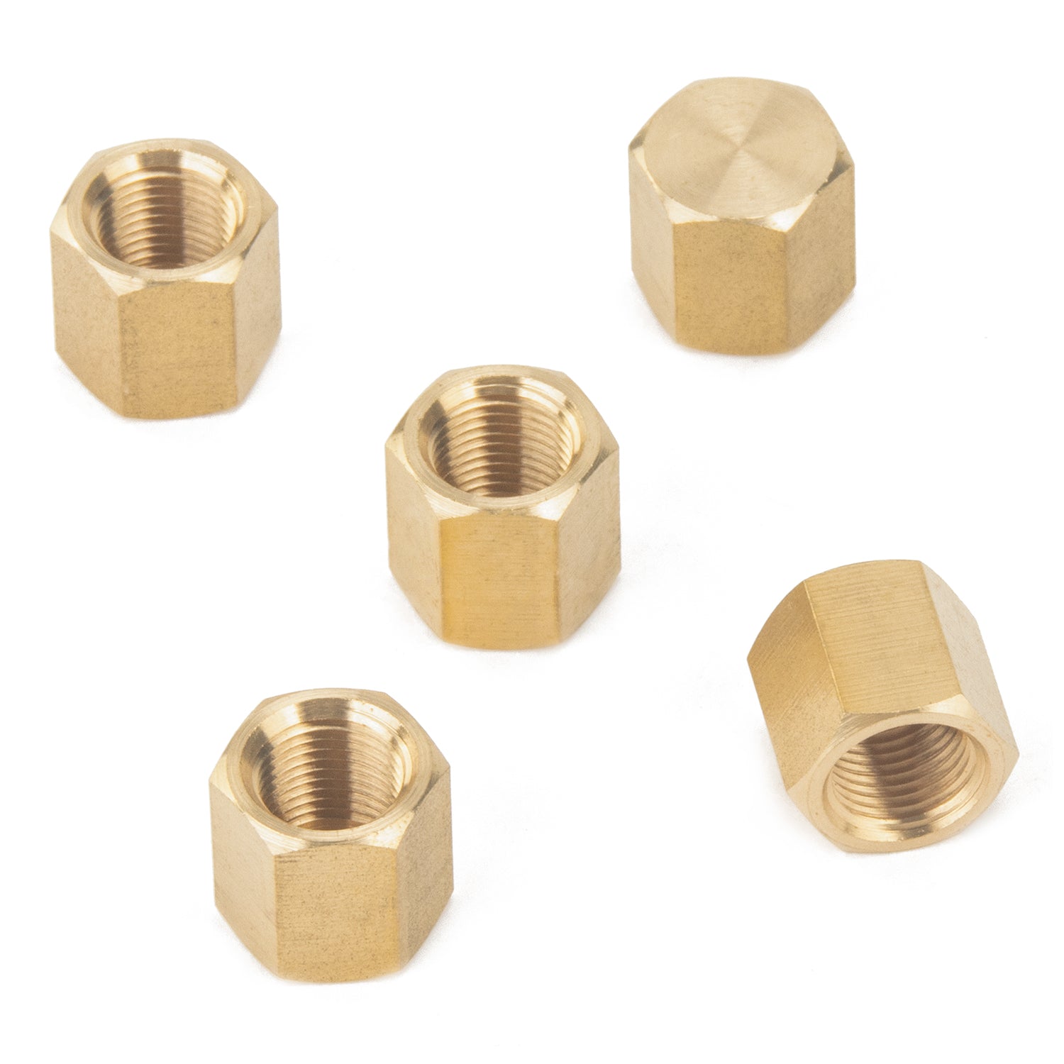 LTWFITTING Brass BSP Pipe Cap Fittings 1/8-Inch Female BSPP Air Fuel Water Boat (Pack of 5)