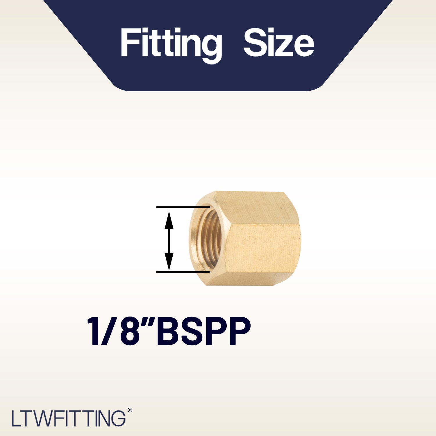 LTWFITTING Brass BSP Pipe Cap Fittings 1/8-Inch Female BSPP Air Fuel Water Boat (Pack of 25)