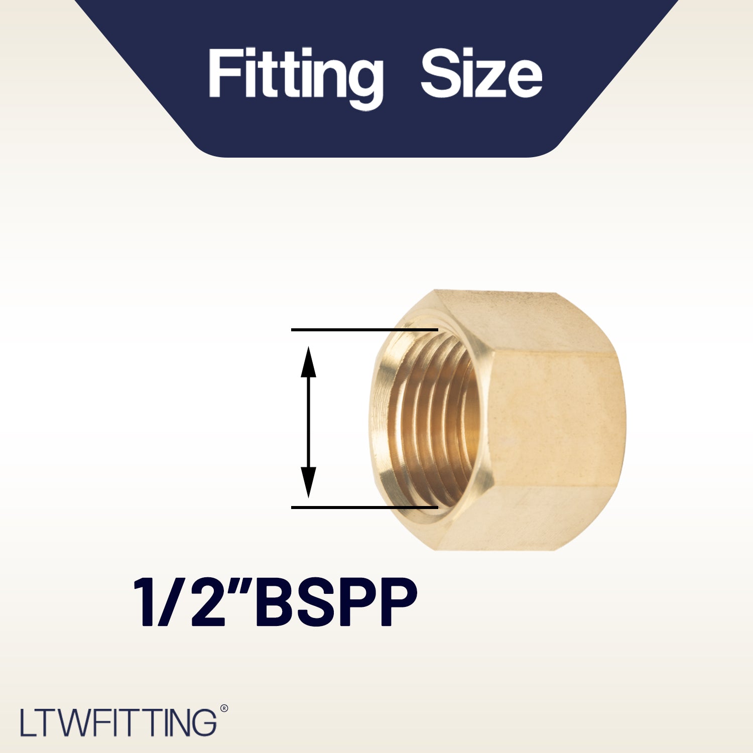 LTWFITTING Brass BSP Pipe Cap Fittings 1/2-Inch BSPP Air Fuel Water Boat (Pack of 25)