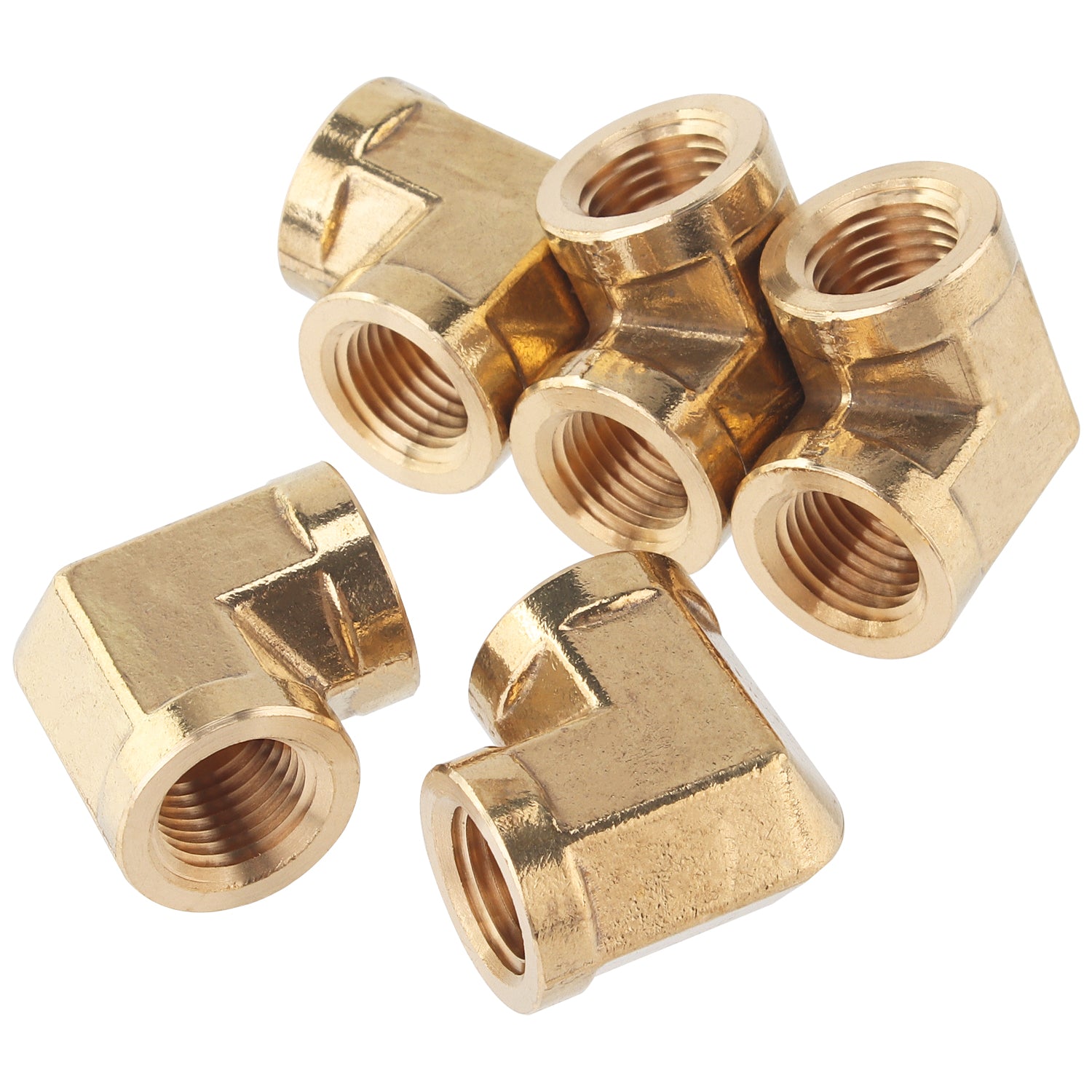 LTWFITTING Brass BSP Pipe Fitting Female 90 Deg 1/4-Inch BSPP Elbow Fuel Air (Pack of 5)