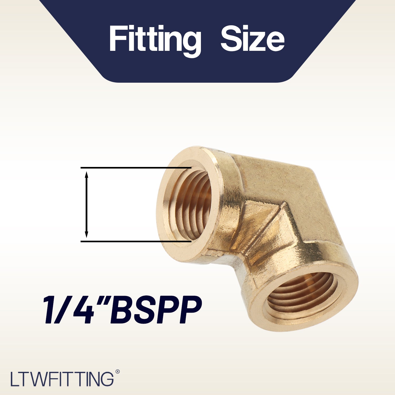 LTWFITTING Brass BSP Pipe Fitting Female 90 Deg 1/4-Inch BSPP Elbow Fuel Air (Pack of 5)