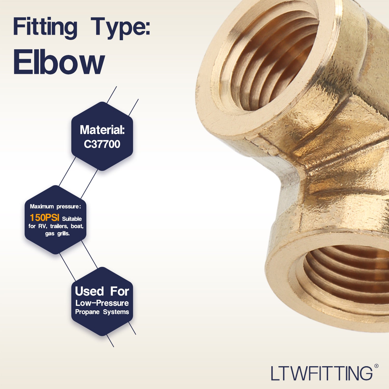 LTWFITTING Brass BSP Pipe Fitting Female 90 Deg 1/4-Inch BSPP Elbow Fuel Air (Pack of 250)