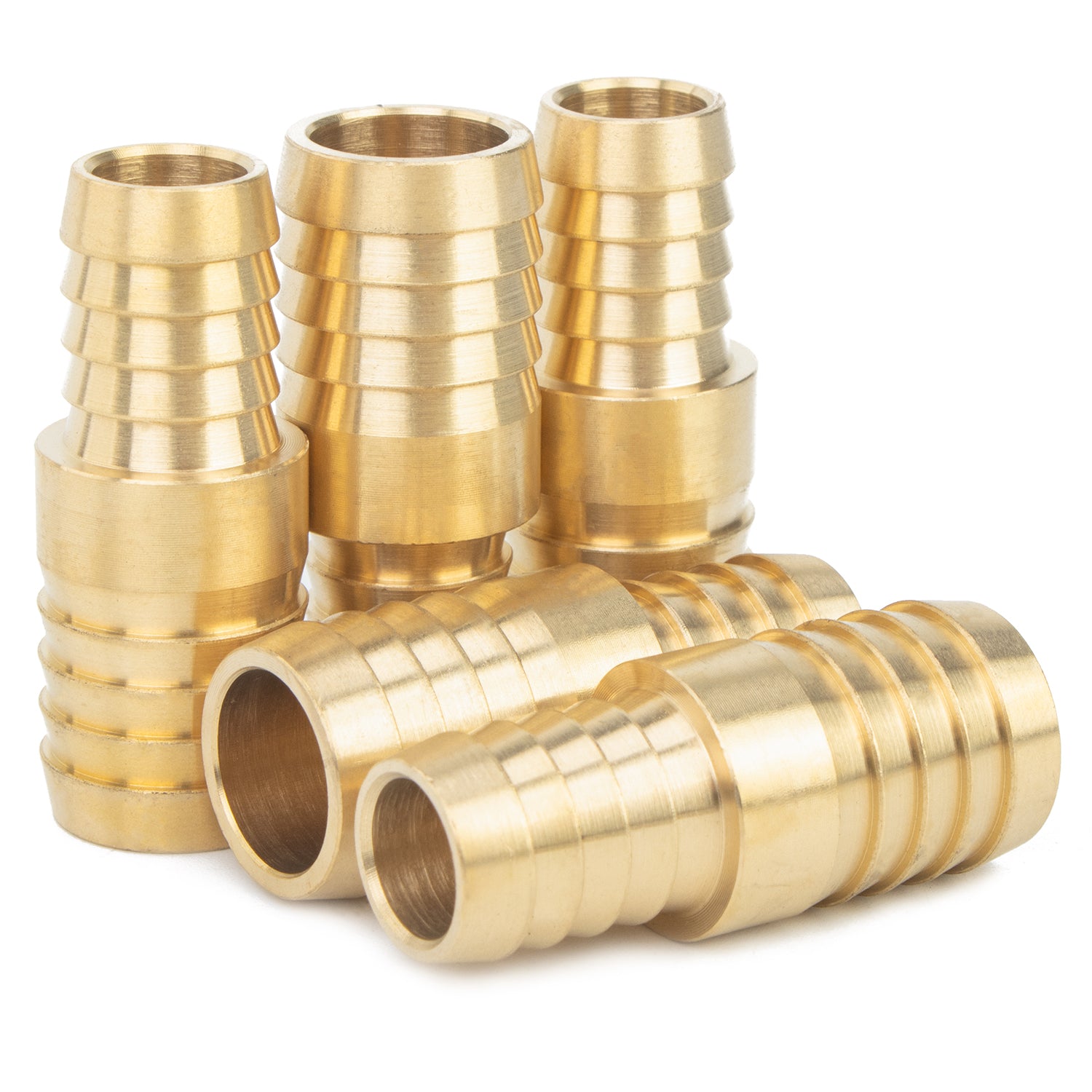 LTWFITTING Brass Barb Hose Reducing Splicer Mender 12mm ID Hose x 16mm ID Hose Fitting Air Water Fuel Boat (Pack of 5)