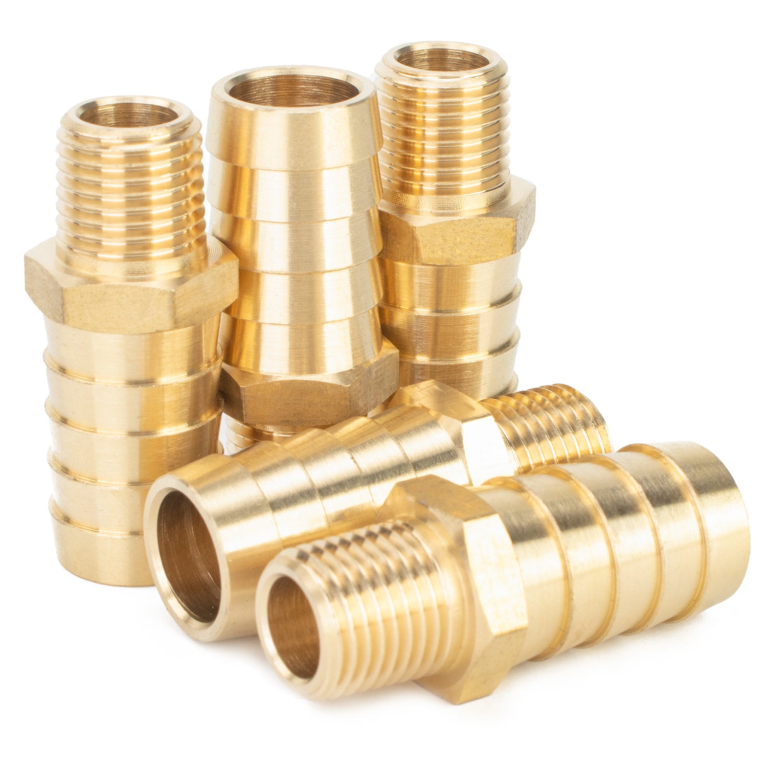 LTWFITTING Brass BSP Barbed Fitting Coupler/Connector 1/4-Inch Male BSPP x 5/8-Inch(16mm) Hose Barb Fuel Gas Water (Pack of 5)