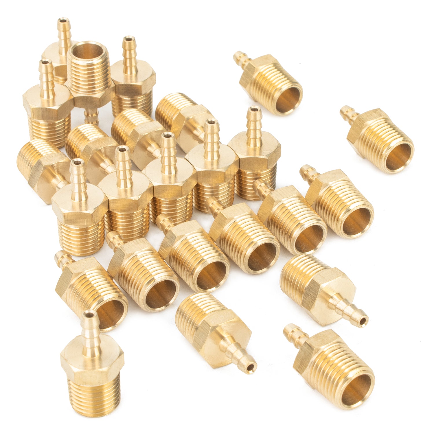 LTWFITTING Brass BSP Barbed Fitting Coupler / Connector 1/4-Inch Male BSPP x 1/8-Inch (3mm)Hose Barb Fuel Gas Water (Pack of 25)