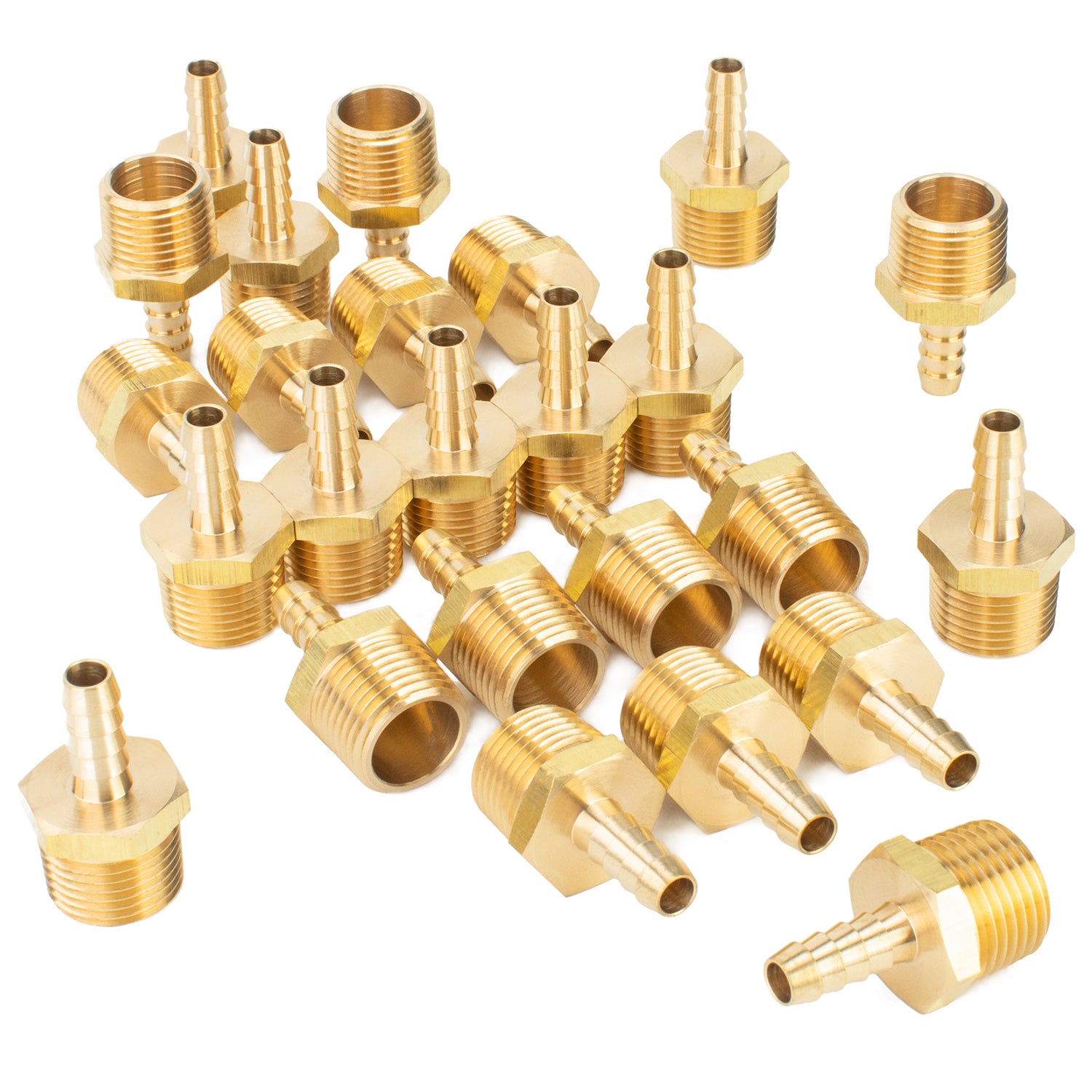 LTWFITTING Brass BSP Barbed Fitting Coupler / Connector 1/2-Inch Male BSPP x 5/16-Inch(8mm)Hose Barb Fuel Gas Water (Pack of 25)