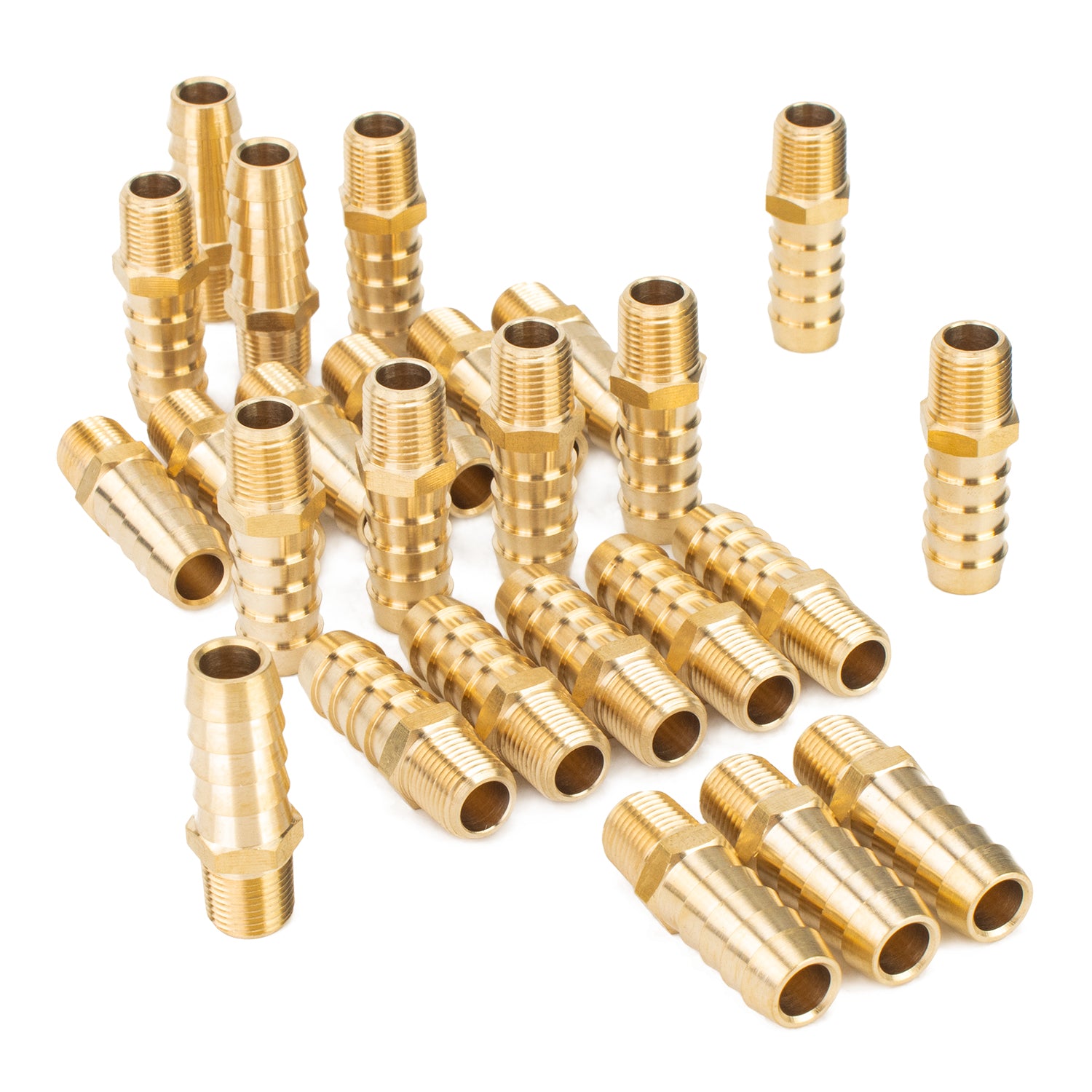 LTWFITTING Brass BSP Barbed Fitting Coupler / Connector 1/8-Inch Male BSPP x 3/8-Inch(10mm)Hose Barb Fuel Gas Water (Pack of 25)