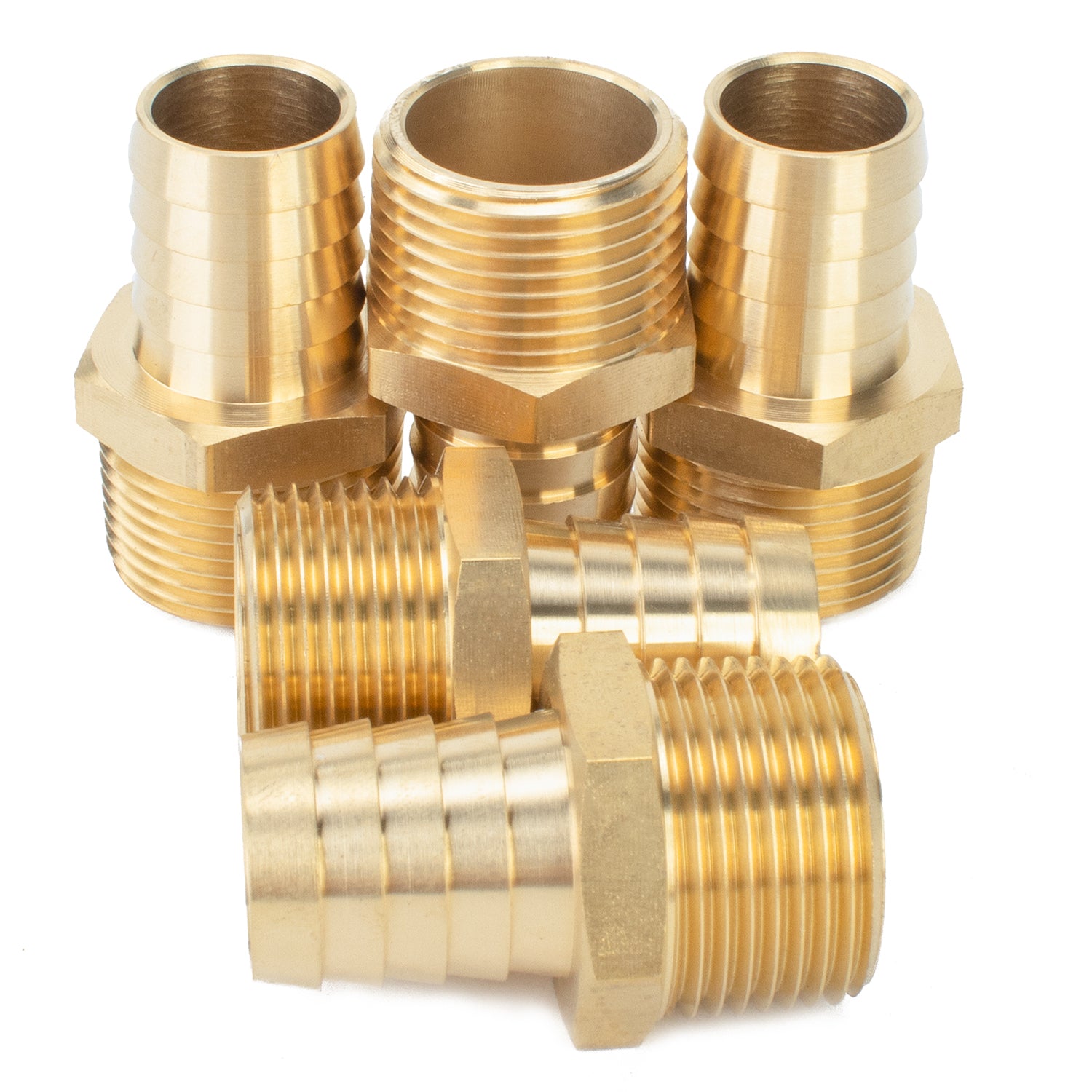 LTWFITTING Brass BSP Barbed Fitting Coupler / Connector 3/4-Inch Male BSPP x 3/4-Inch(19mm)Hose Barb Fuel Gas Water (Pack of 5)