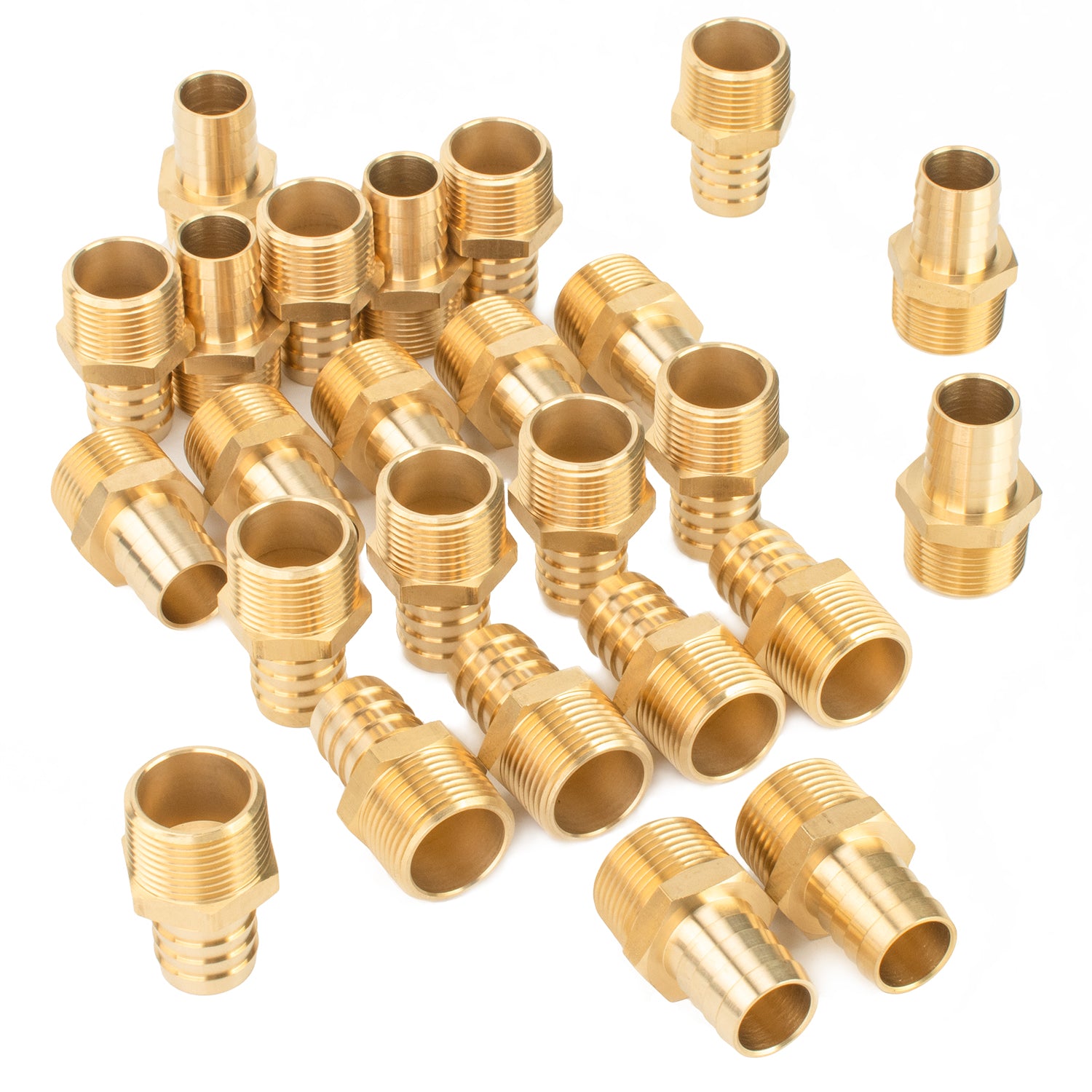 LTWFITTING Brass BSP Barbed Fitting Coupler / Connector 3/4-Inch Male BSPP x 3/4-Inch(19mm)Hose Barb Fuel Gas Water (Pack of 25)