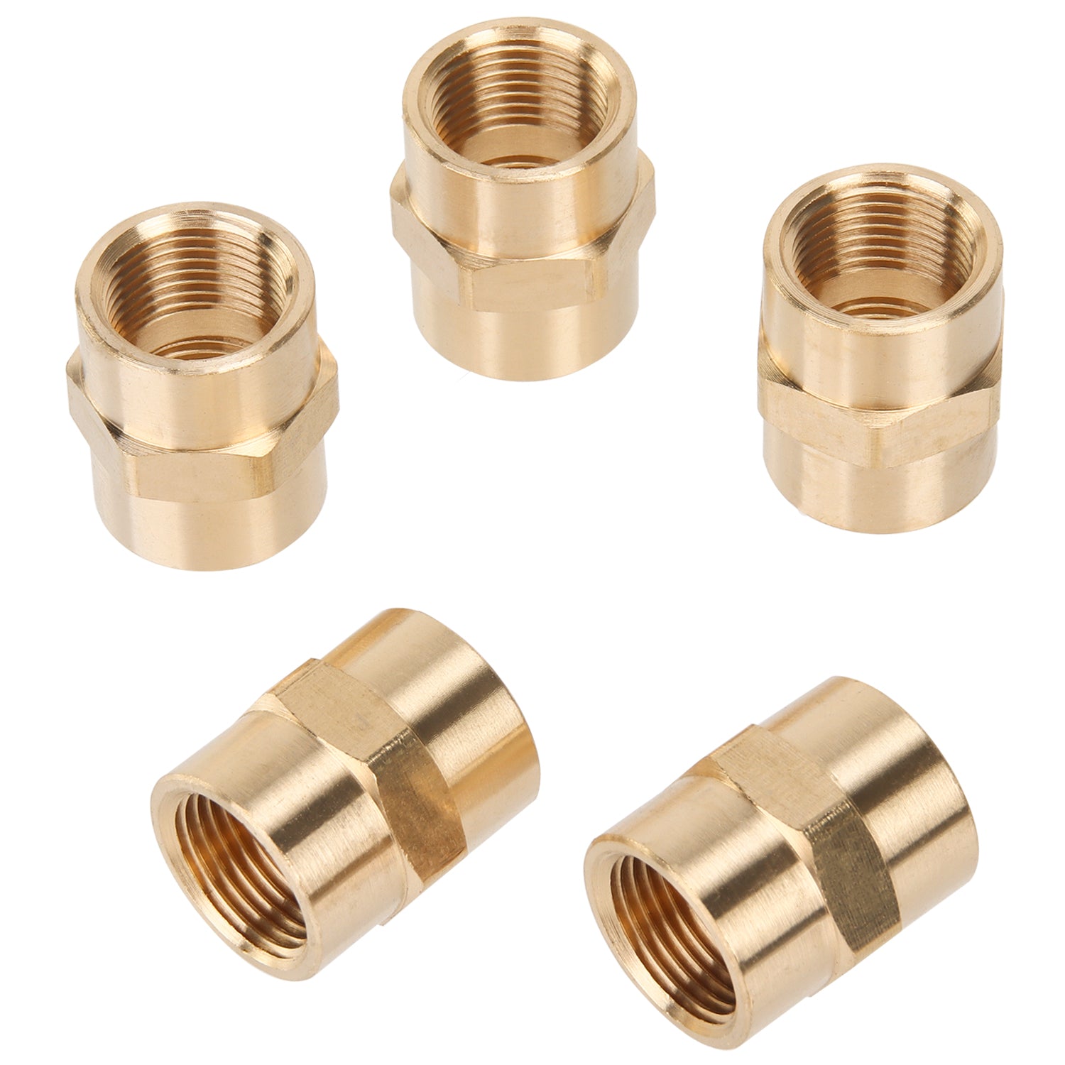 LTWFITTING Brass BSP Pipe Fitting 3/8-Inch Female BSPP Coupling Water Boat (Pack of 5)