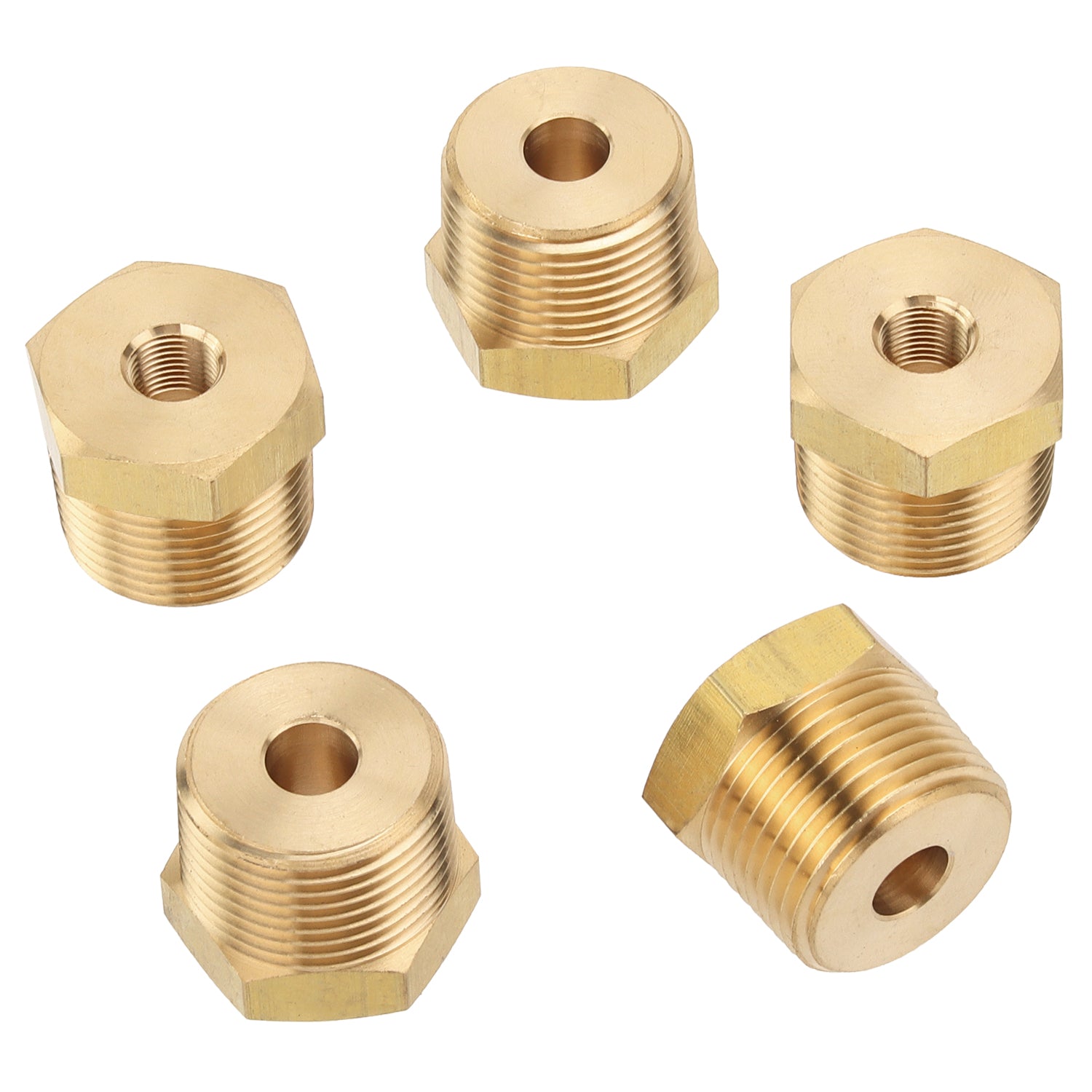 LTWFITTING Brass Pipe Hex Bushing Reducer Fittings 3/4-Inch Male BSPT x 1/8-Inch Female BSPP (Pack of 5)