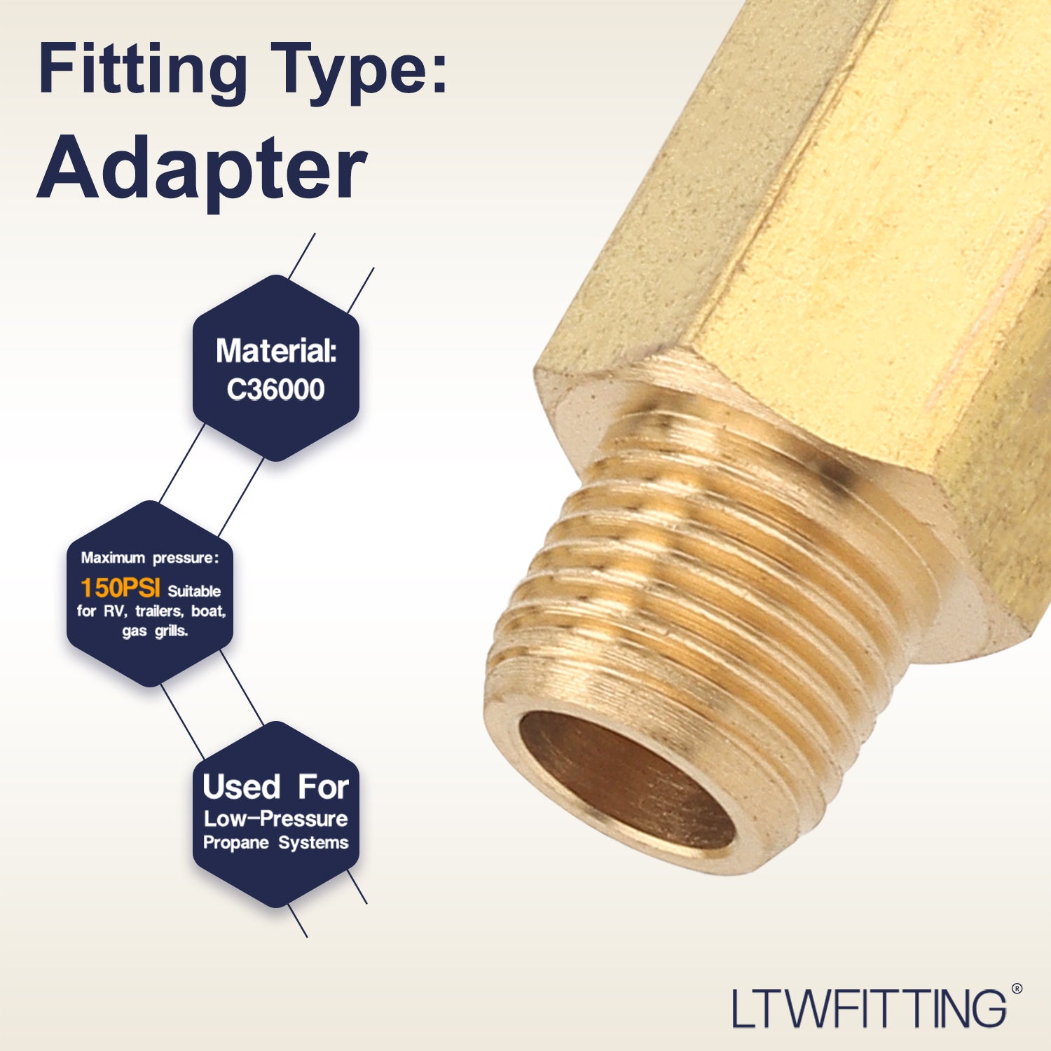 LTWFITTING Brass Pipe 1/8-Inch Male BSPT x 1/8-Inch Female BSPP Adapter Fuel Gas Air (Pack of 700)