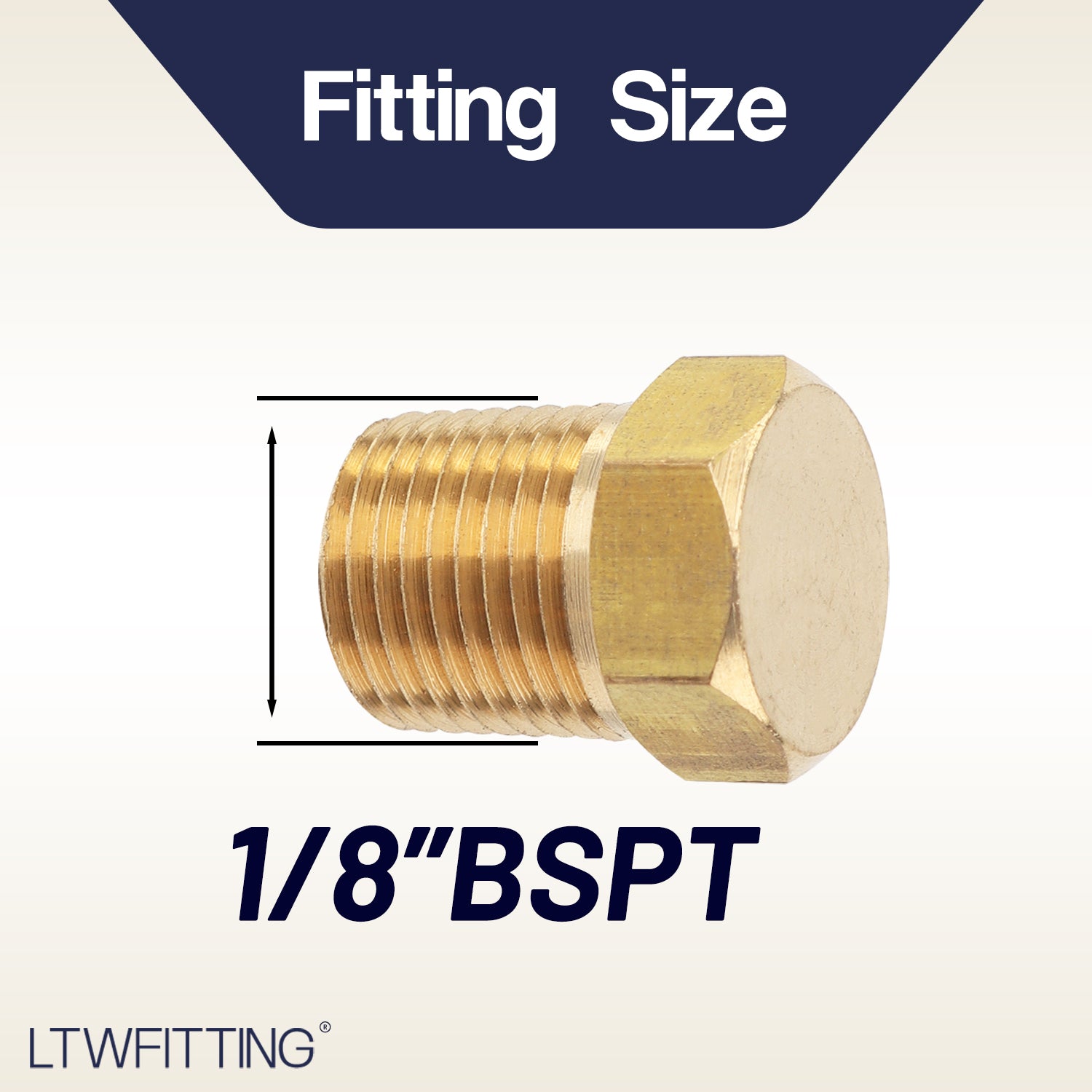 LTWFITTING Brass Pipe Hex Head Plug Fittings 1/8-Inch Male BSPT Air Fuel Water Boat (Pack of 5)