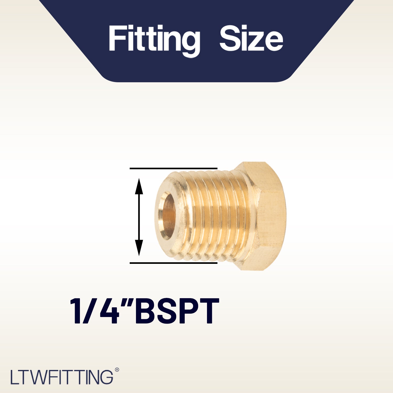 LTWFITTING Brass Pipe Hex Head Plug Fittings 1/4-Inch Male BSPT Air Fuel Water Boat (Pack of 25)