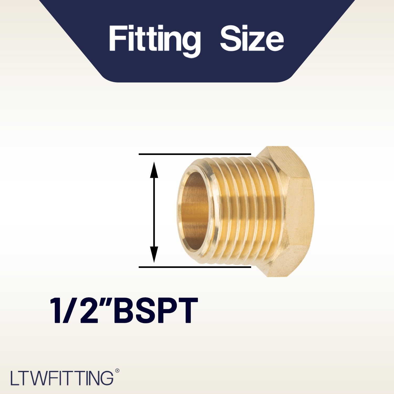 LTWFITTING Brass Pipe Hex Head Plug Fittings 1/2-Inch Male BSPT Air Fuel Water Boat (Pack of 25)