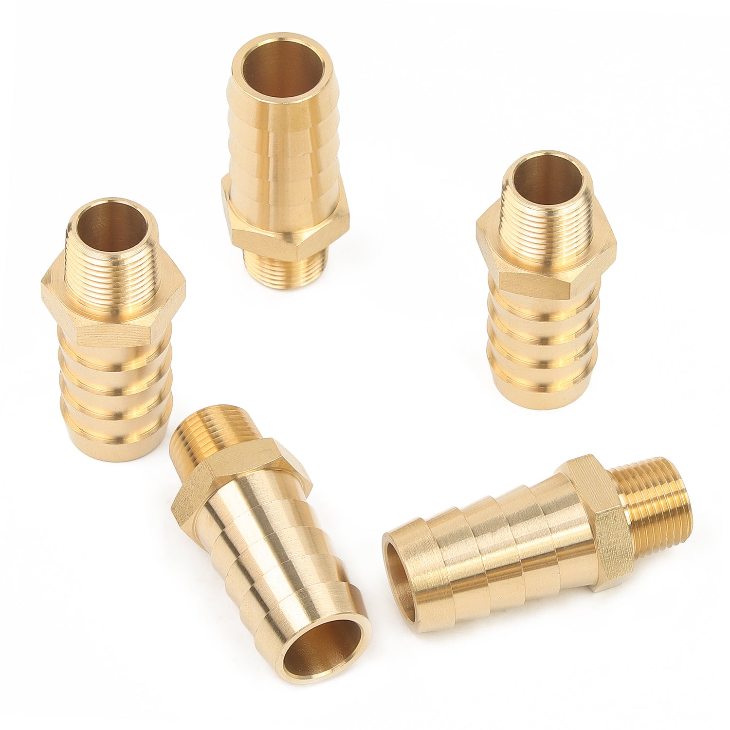 LTWFITTING Brass Barbed Fitting Coupler/Connector 3/8-Inch Male BSPT x 3/4-Inch(19mm) Hose Barb Fuel Gas Water (Pack of 5)