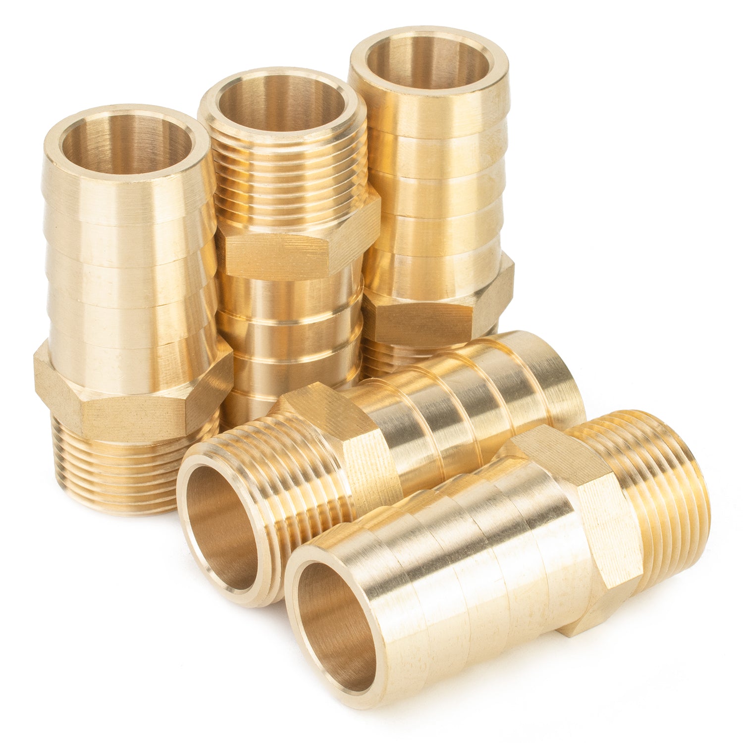 LTWFITTING Brass Barbed Fitting Coupler/Connector 3/4-Inch Male BSPT x 1-Inch(25mm) Hose Barb Fuel Gas Water (Pack of 5)