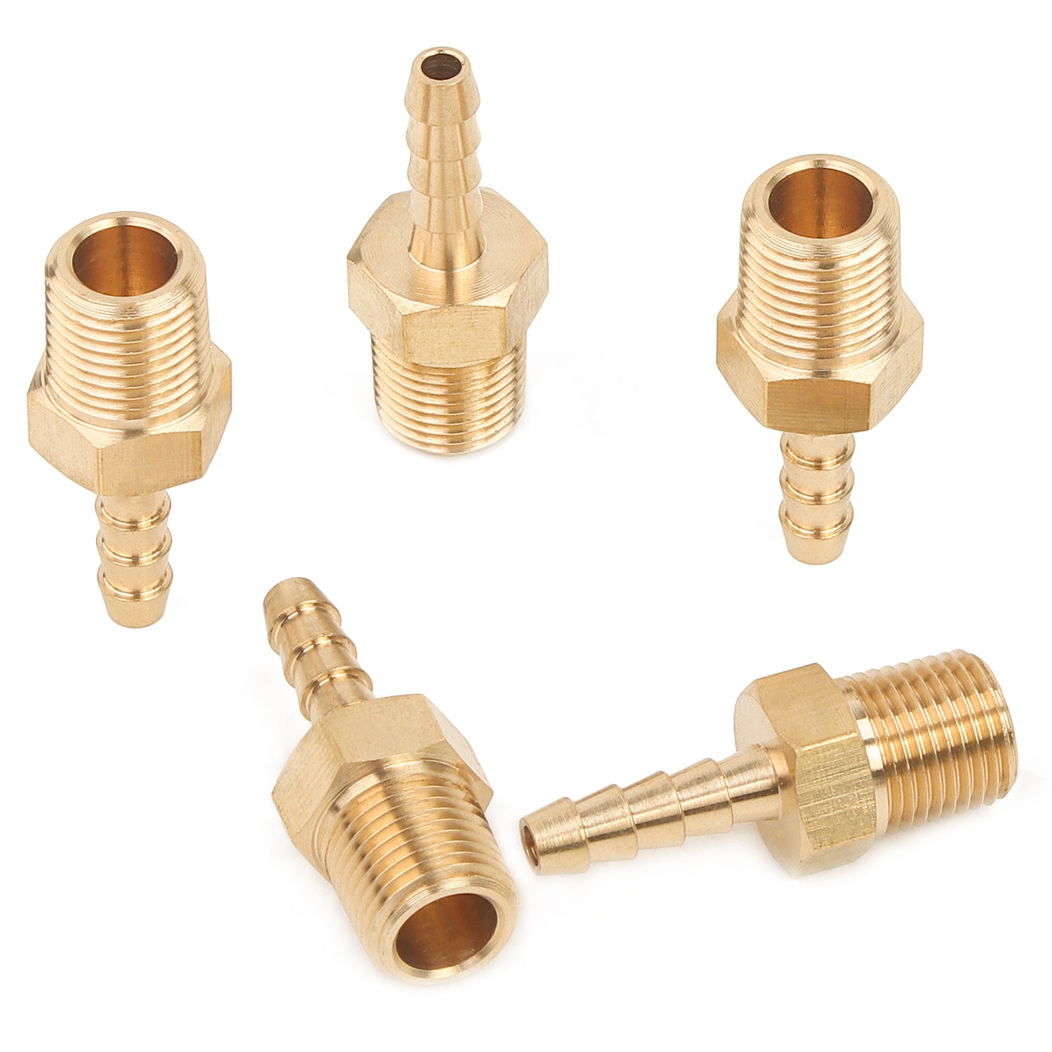 LTWFITTING Brass Barbed Fitting Coupler/Connector 1/8-Inch Male BSPT x 1/8-Inch(3mm) Hose Barb Fuel Gas Water (Pack of 5)