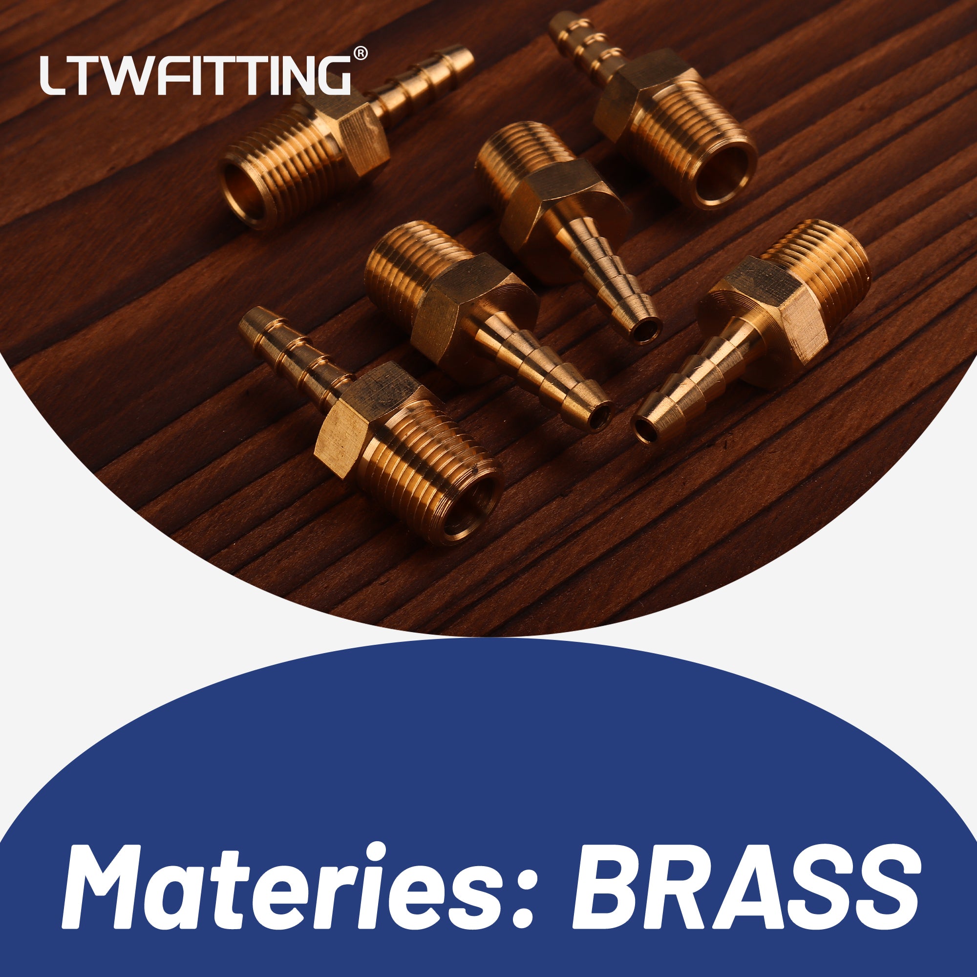 Brass Fitting Coupler 1/8” Male BSPT x 1/8''(3mm) Hose Barb (5pcs
