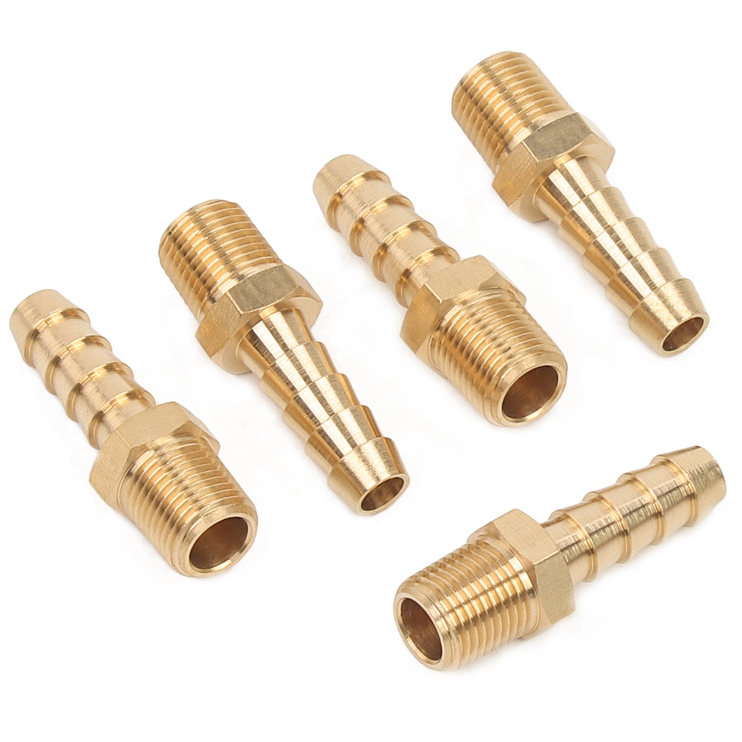 LTWFITTING Brass Barbed Fitting Coupler/Connector 1/8-Inch Male BSPT x 1/4-Inch(6mm) Hose Barb Fuel Gas Water (Pack of 5)