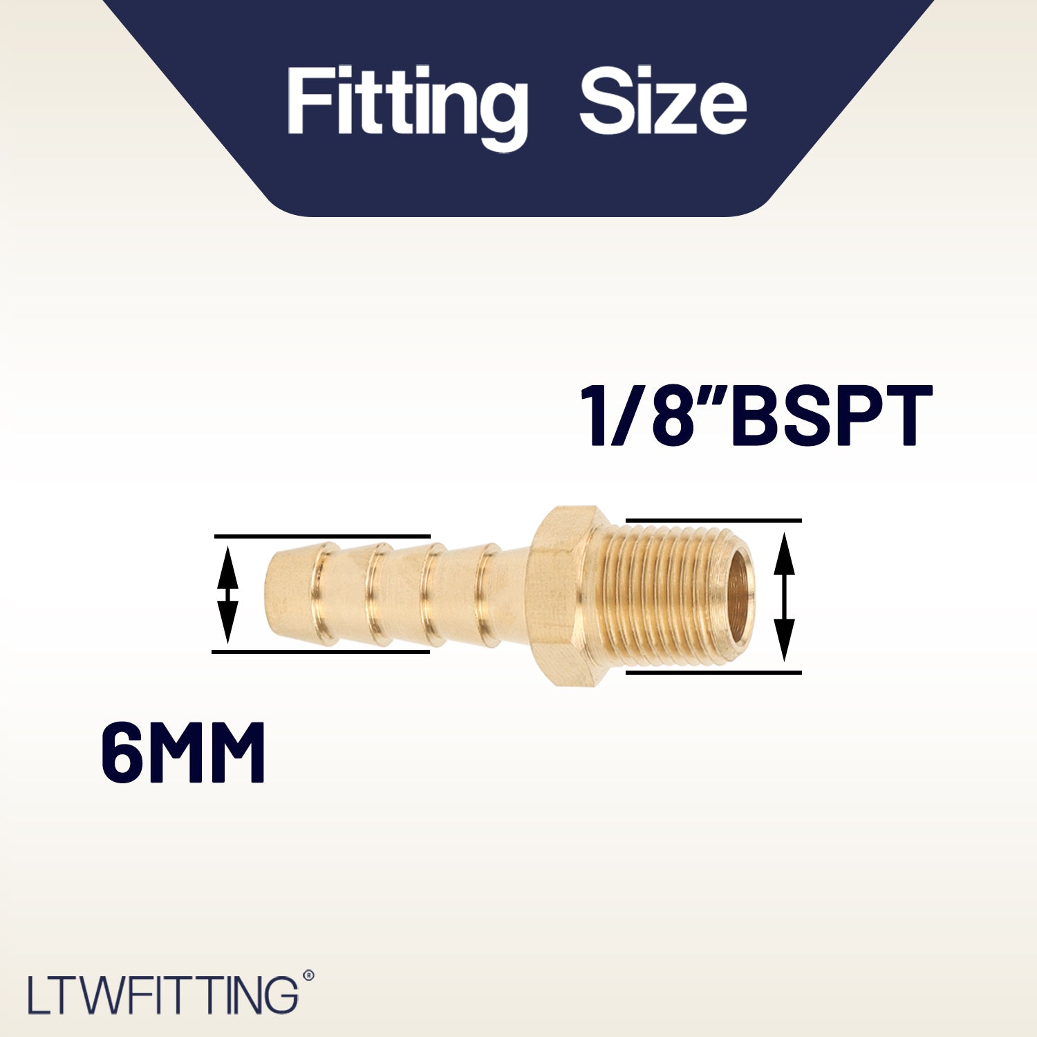 LTWFITTING Brass Barbed Fitting Coupler/Connector 1/8-Inch Male BSPT x 1/4-Inch(6mm) Hose Barb Fuel Gas Water (Pack of 1000)