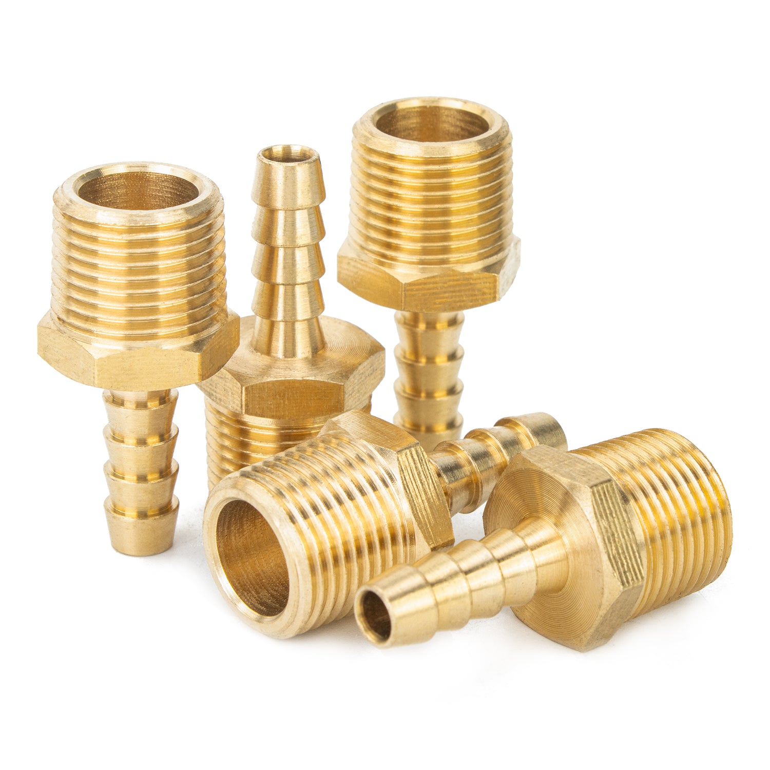 LTWFITTING Brass Barbed Fitting Coupler/Connector 3/8-Inch Male BSPT x 1/4-Inch(6mm) Hose Barb Fuel Gas Water (Pack of 5)