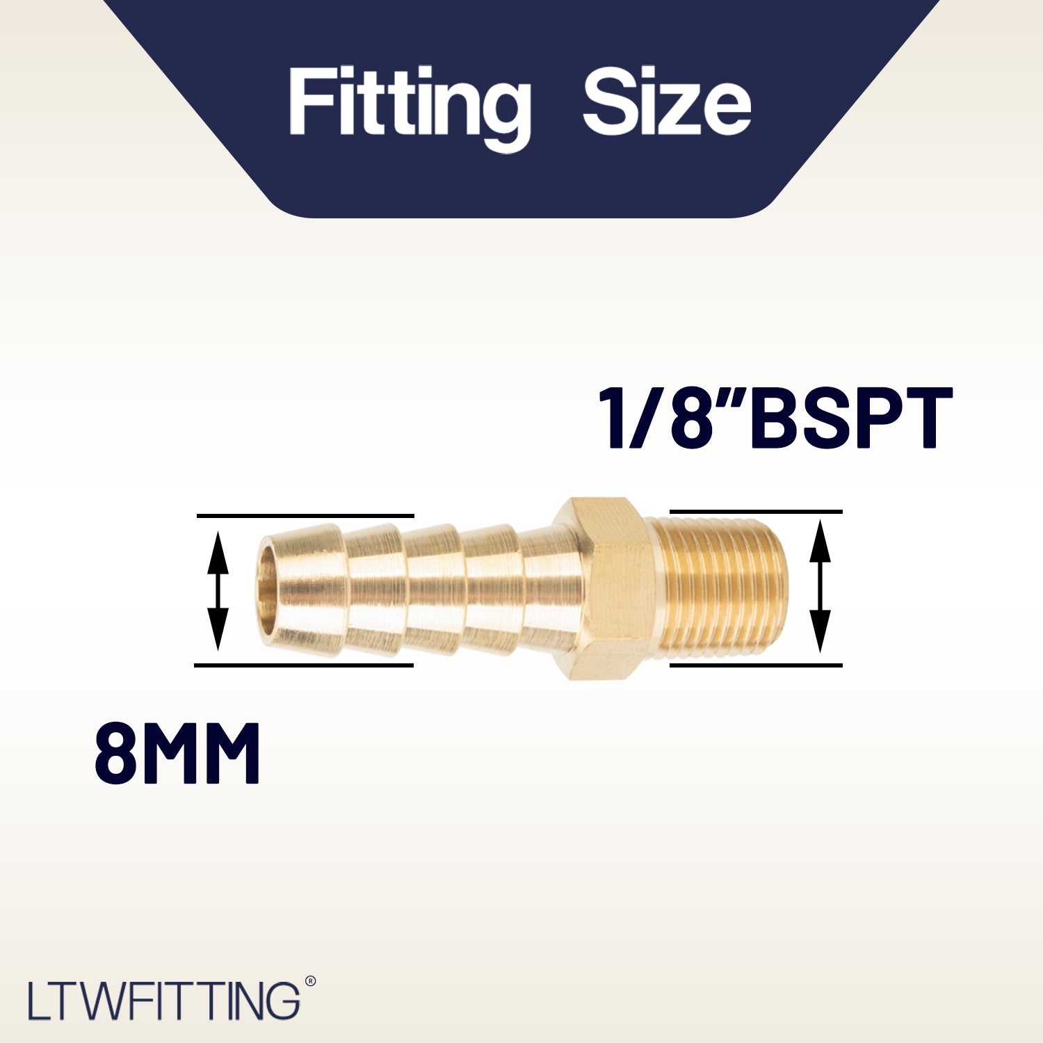 LTWFITTING Brass Barbed Fitting Coupler/Connector 1/8-Inch Male BSPT x 5/16-Inch(8mm) Hose Barb Fuel Gas Water (Pack of 5)