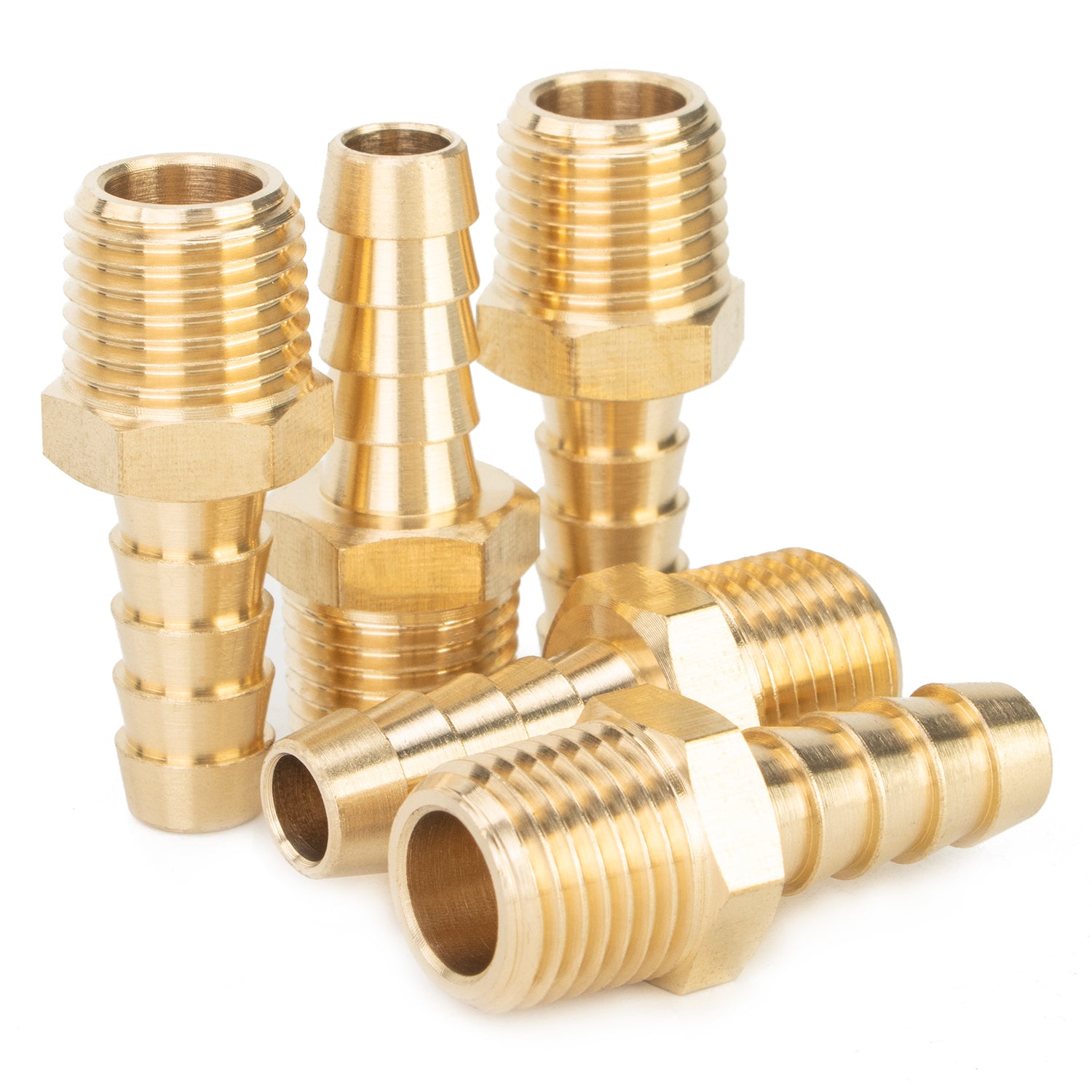 LTWFITTING Brass Barbed Fitting Coupler/Connector 1/4-Inch Male BSPT x 5/16-Inch(8mm) Hose Barb Fuel Gas Water (Pack of 5)