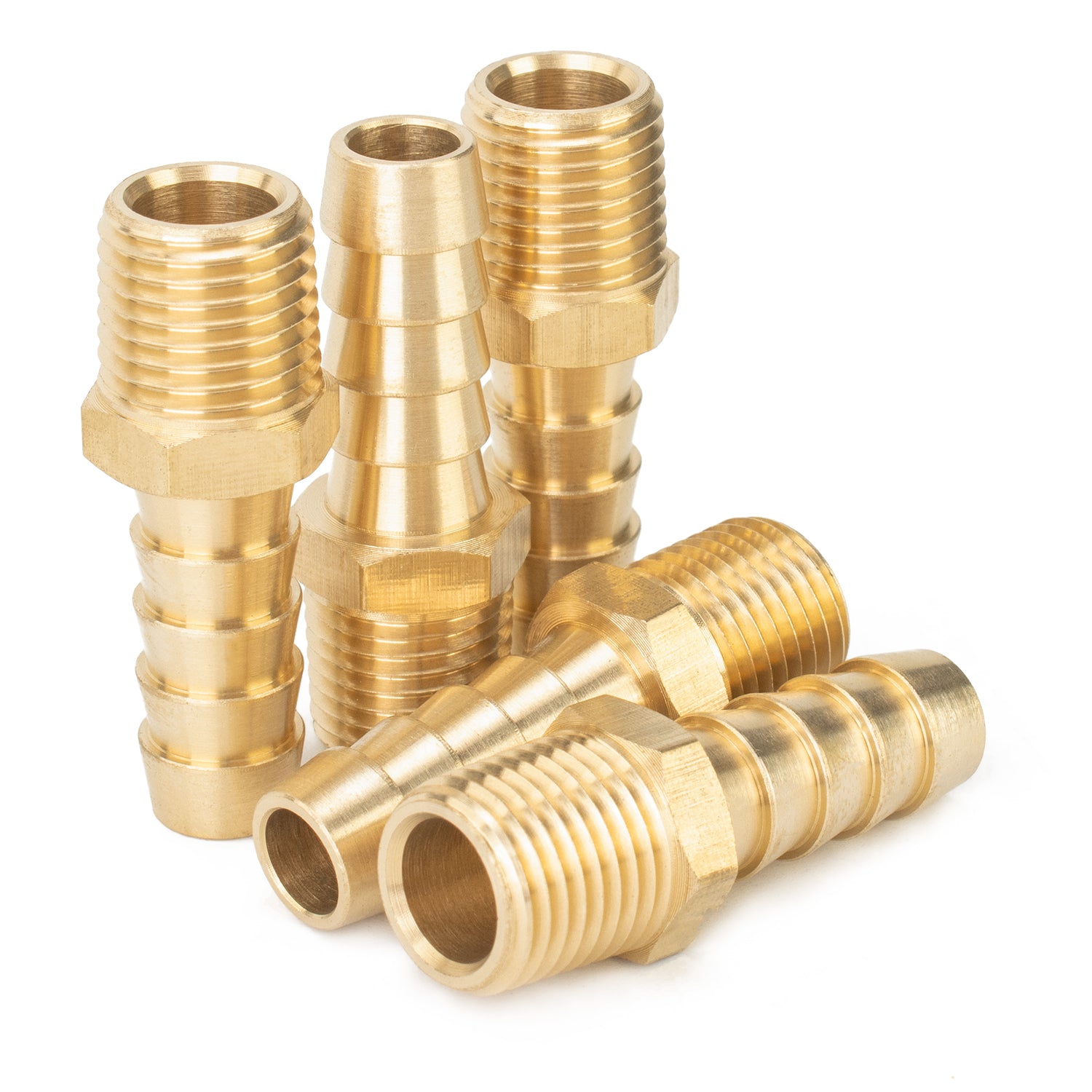 LTWFITTING Brass Barbed Fitting Coupler/Connector 1/4-Inch Male BSPT x 3/8-Inch(10mm) Hose Barb Fuel Gas Water (Pack of 5)