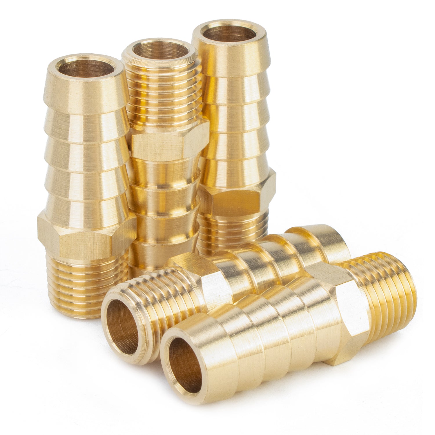 LTWFITTING Brass Barbed Fitting Coupler/Connector 1/4-Inch Male BSPT x 1/2-Inch(12mm) Hose Barb Fuel Gas Water (Pack of 5)