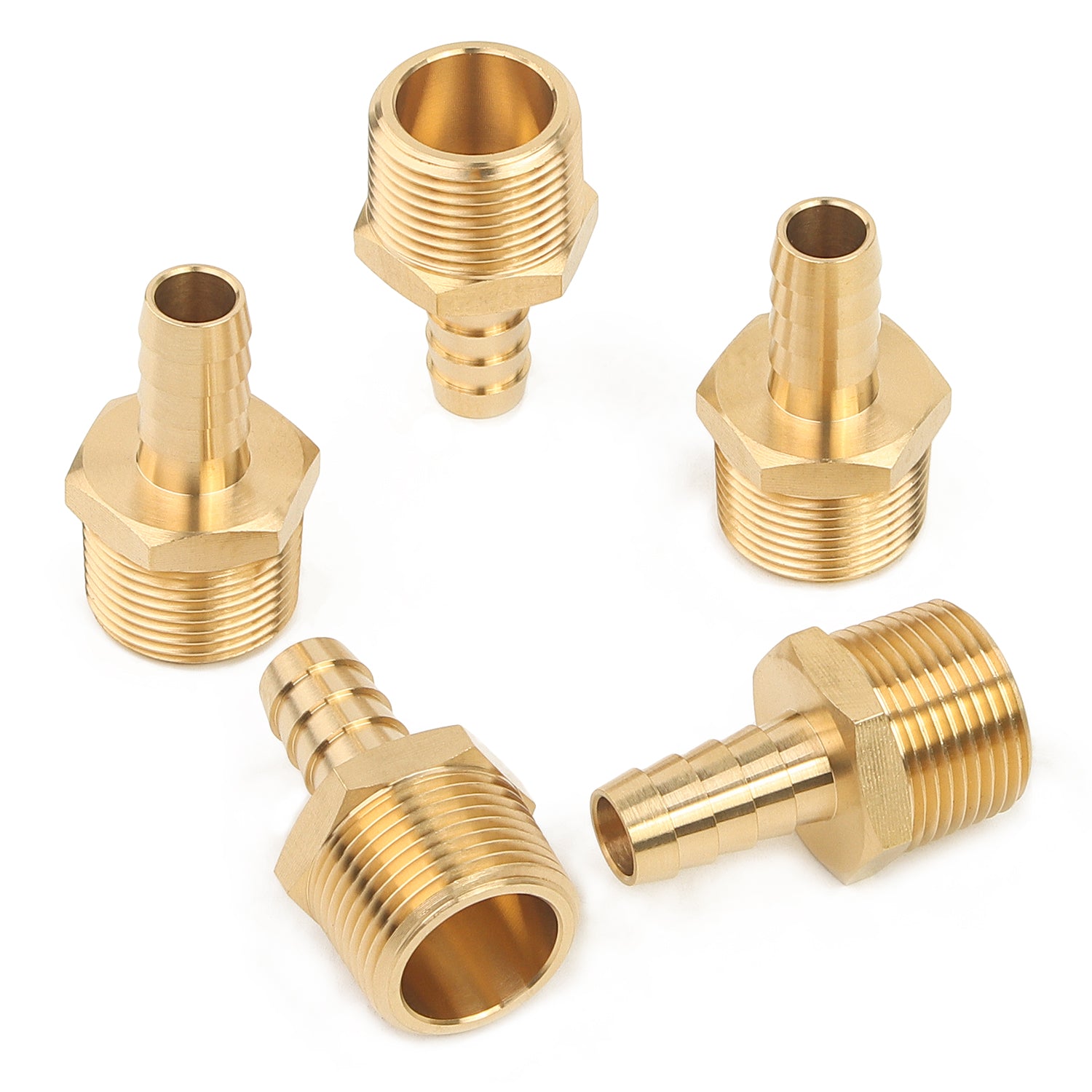 LTWFITTING Brass Barbed Fitting Coupler/Connector 3/4-Inch Male BSPT x 1/2-Inch(12mm) Hose Barb Fuel Gas Water (Pack of 5)