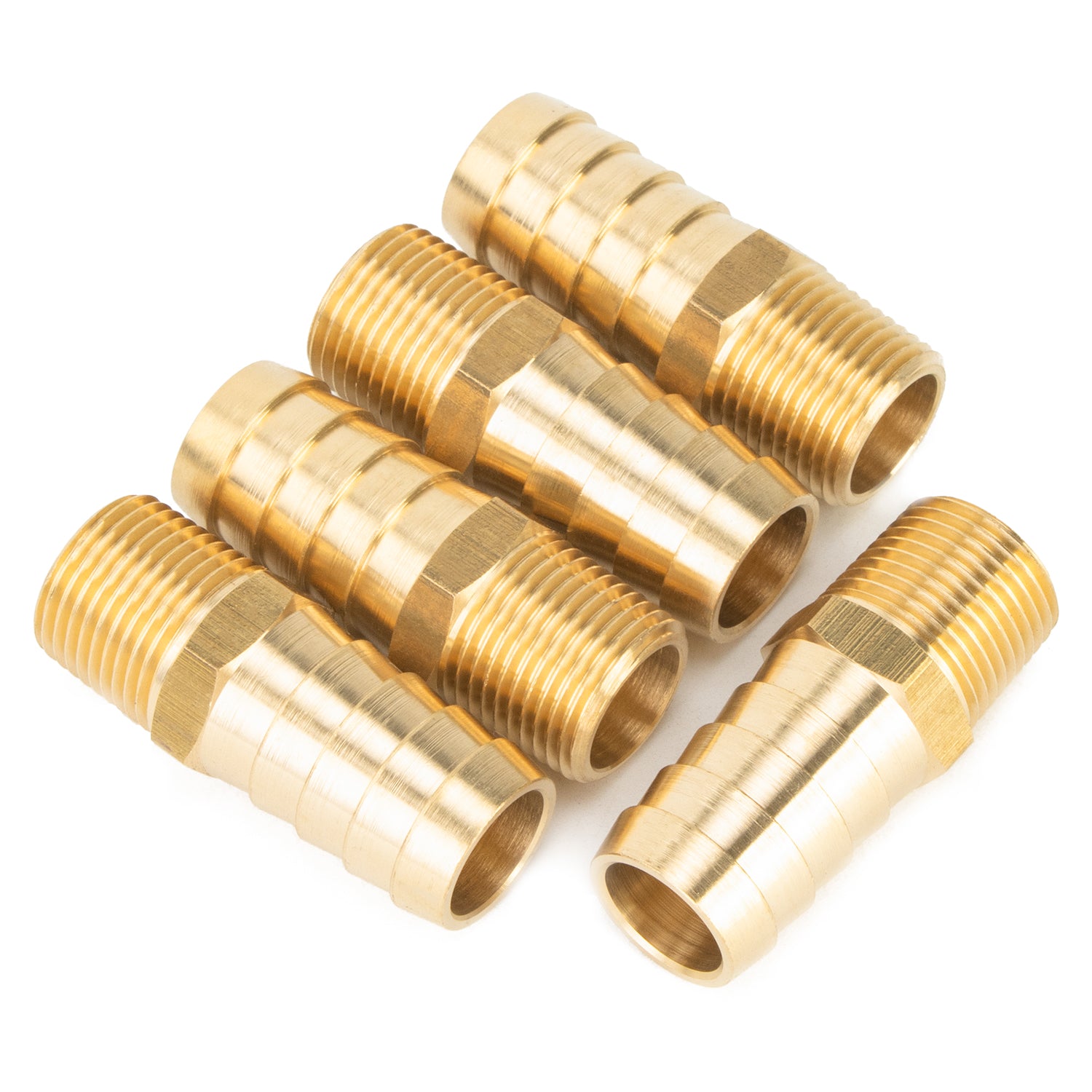 LTWFITTING Brass Barbed Fitting Coupler/Connector 3/8-Inch Male BSPT x 5/8-Inch(16mm) Hose Barb Fuel Gas Water (Pack of 5)