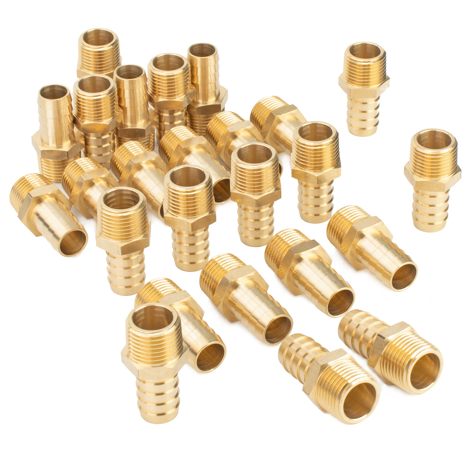 LTWFITTING Brass Barbed Fitting Coupler/Connector 1/2-Inch Male BSPT x 5/8-Inch(16mm) Hose Barb Fuel Gas Water (Pack of 25)