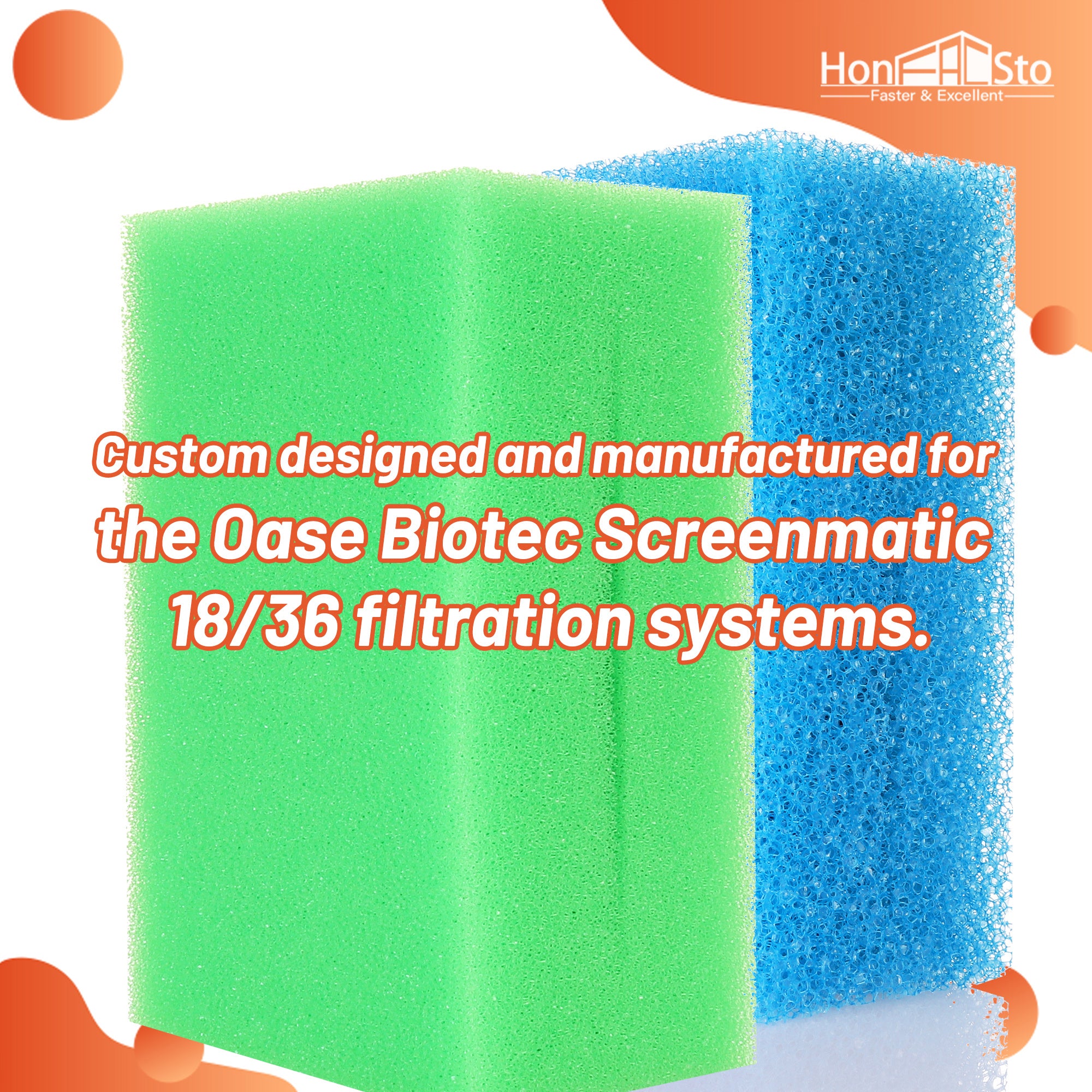 LTWHOME Replacment Foam Filter Sponge Set Fit Oase Biotec Screenmatic 18/36 Filter (8 x Blue Coarse and 8 x Green Fine Foams)